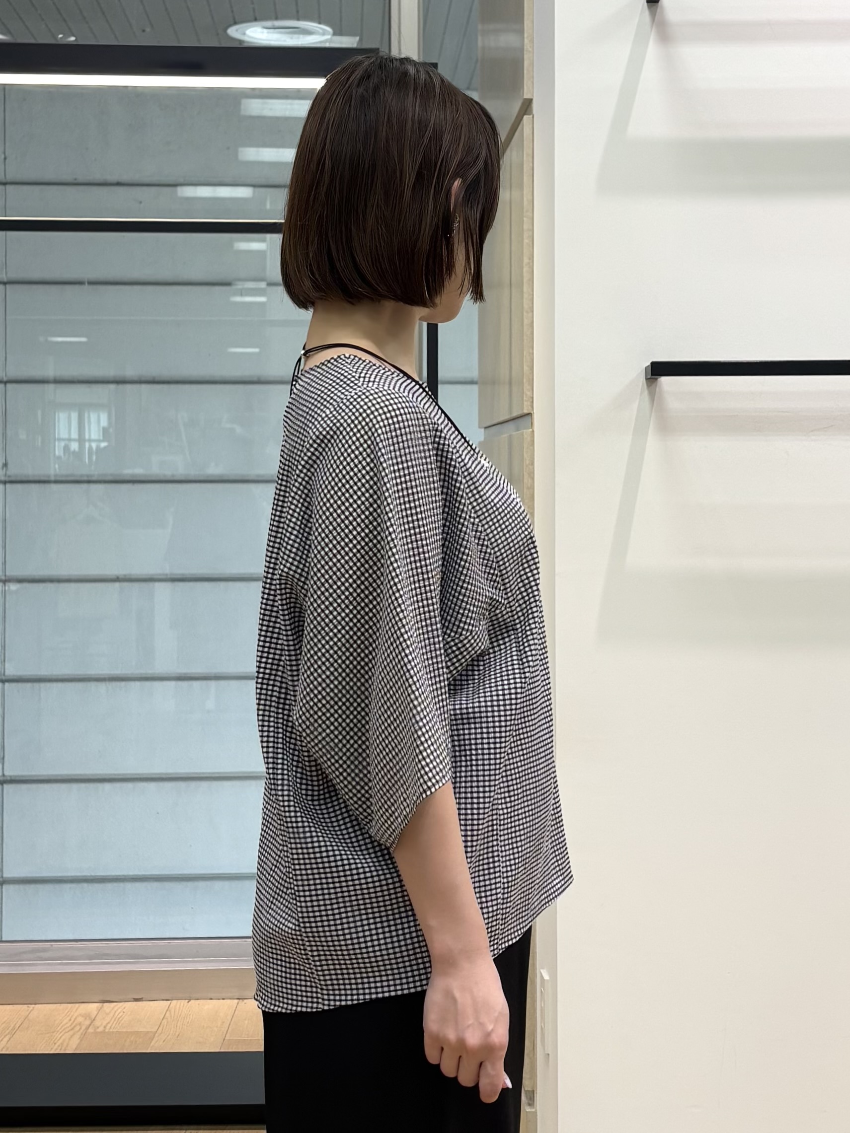 asamiさんの「INDIVI｜【体型カバー】サッカーチェックドルマントップス」を使ったコーディネート