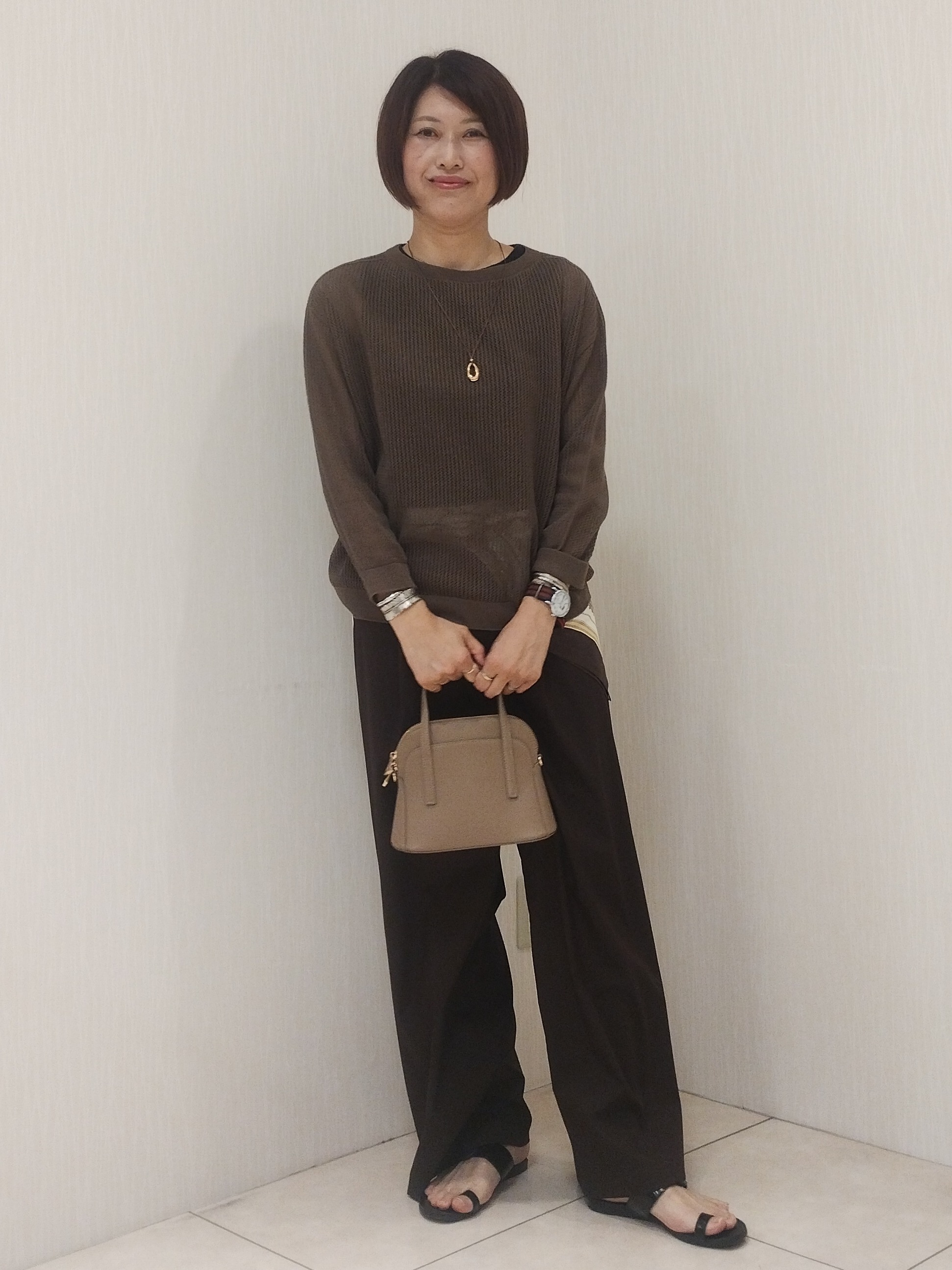 u&minus;macoさんの「UNTITLED｜◆シアーメッシュニット」を使ったコーディネート