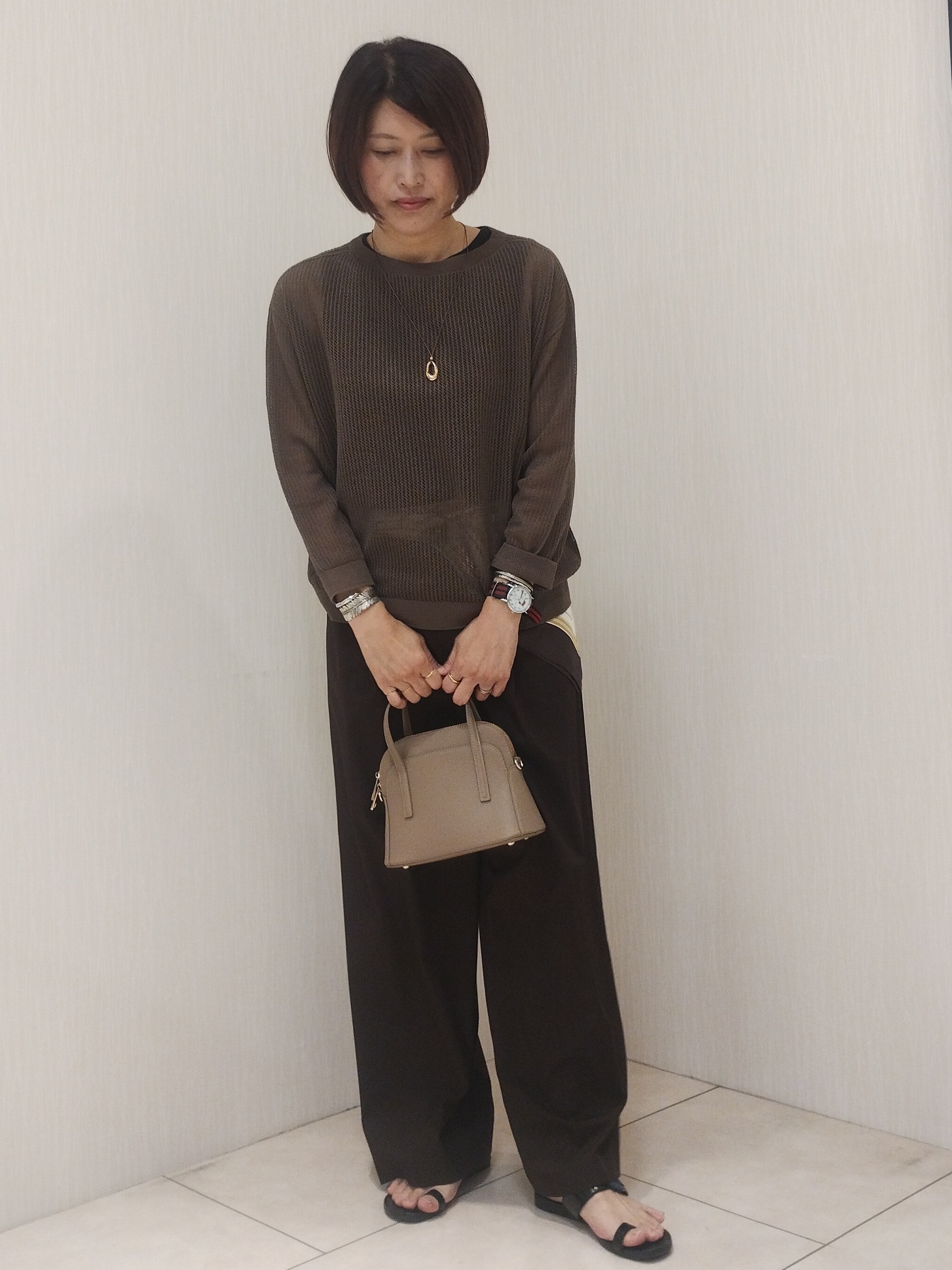 u&minus;macoさんの「UNTITLED｜◆シアーメッシュニット」を使ったコーディネート