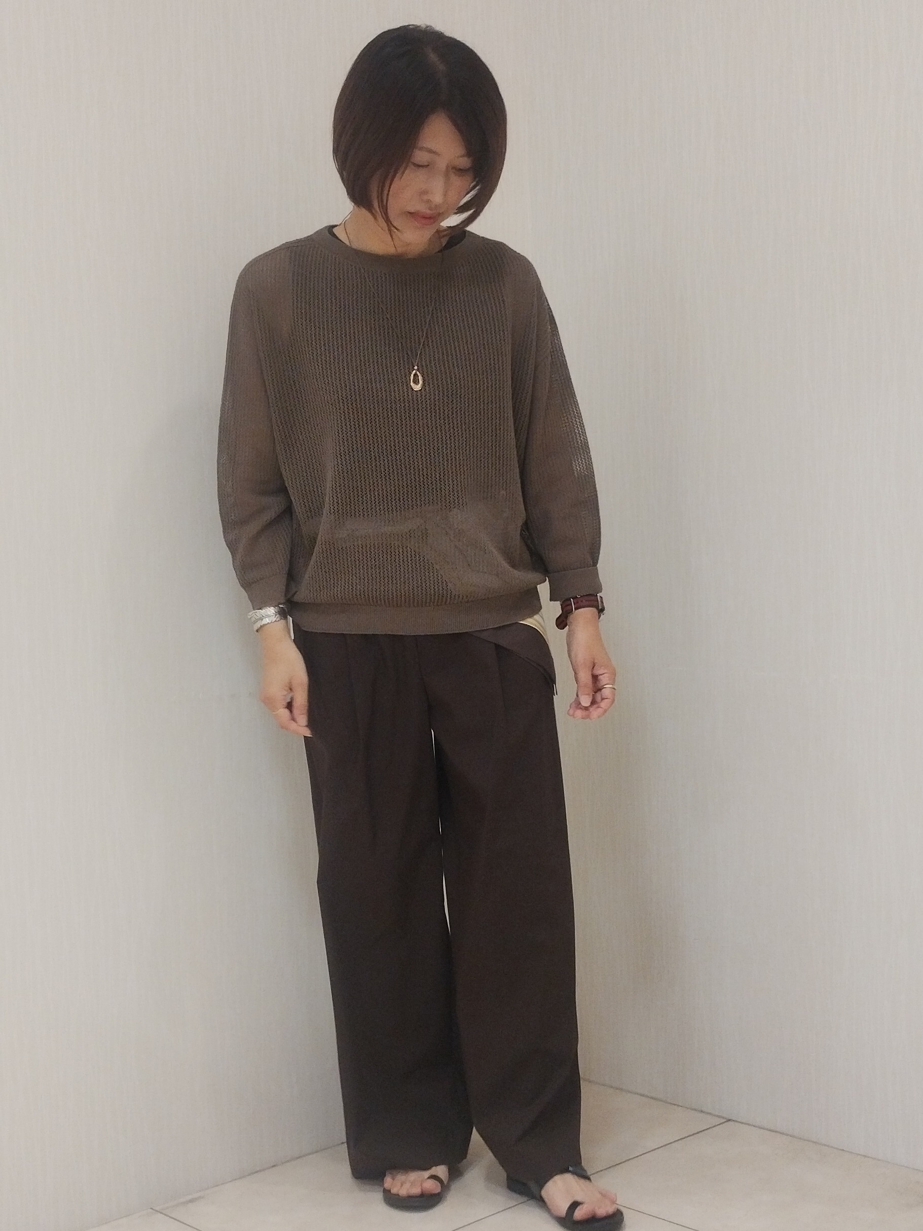 u&minus;macoさんの「UNTITLED｜◆シアーメッシュニット」を使ったコーディネート