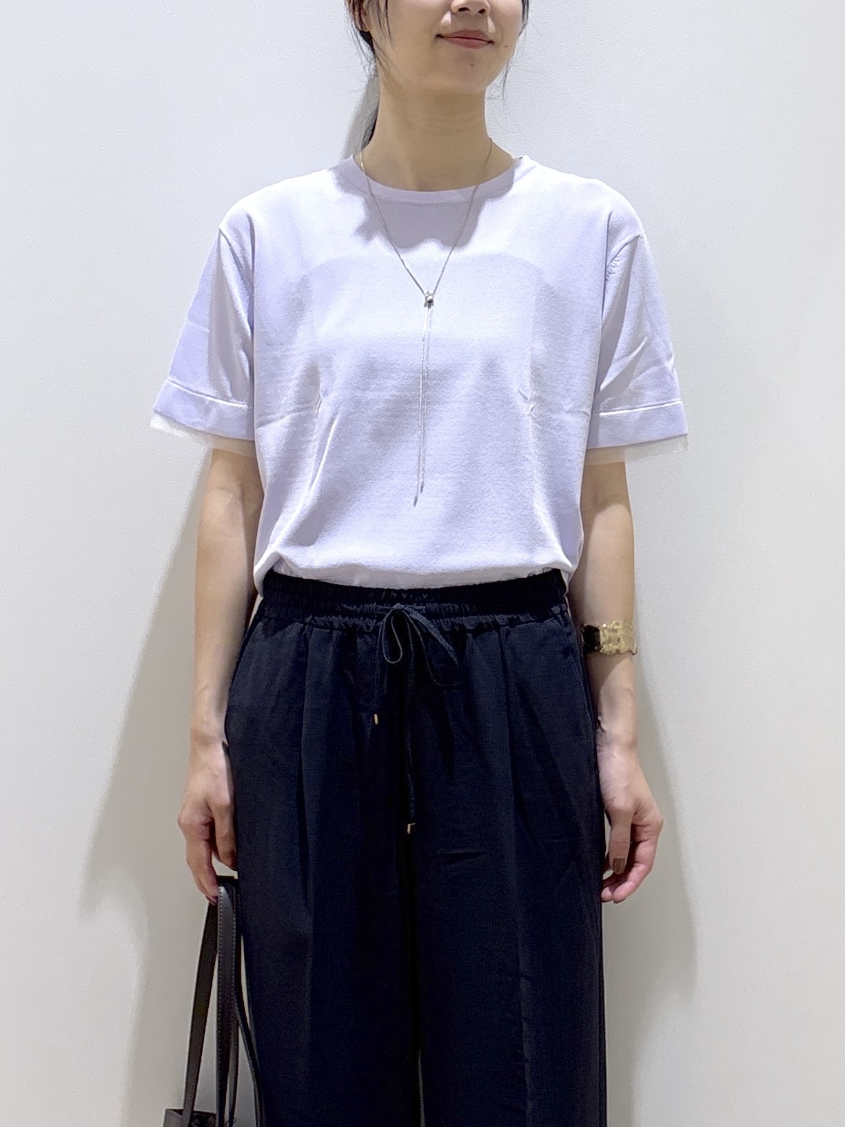 sachikoさんの「OPAQUE.CLIP｜【UV／接触冷感／抗ピル】シアー＆レイヤード風さらりニット《洗濯機OK》」を使ったコーディネート