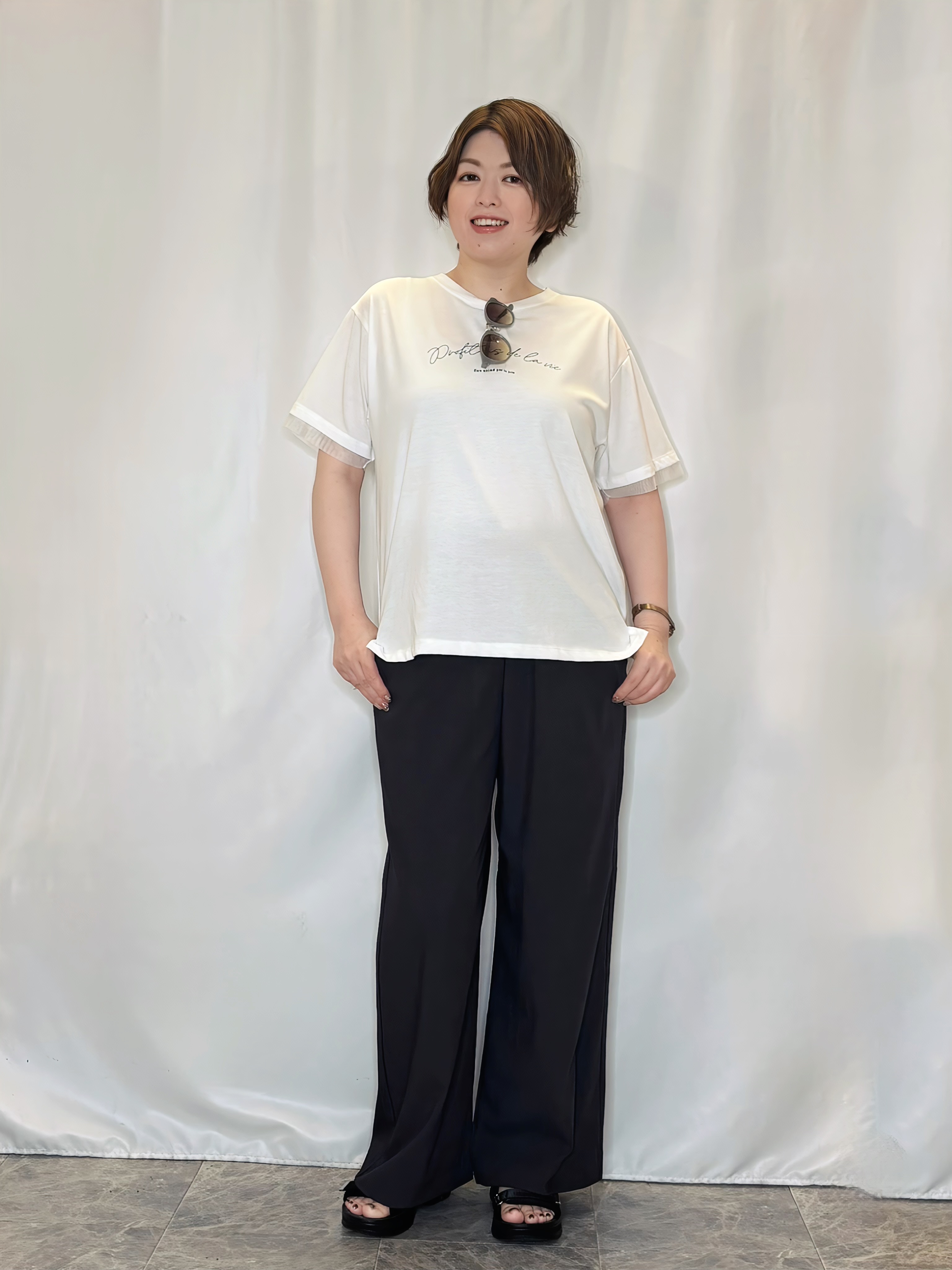 たみさんの「SHOO･LA･RUE｜【高レビュー/洗濯機可/セットアップ可】軽凛(かろりん) 半袖ジャケット」を使ったコーディネート