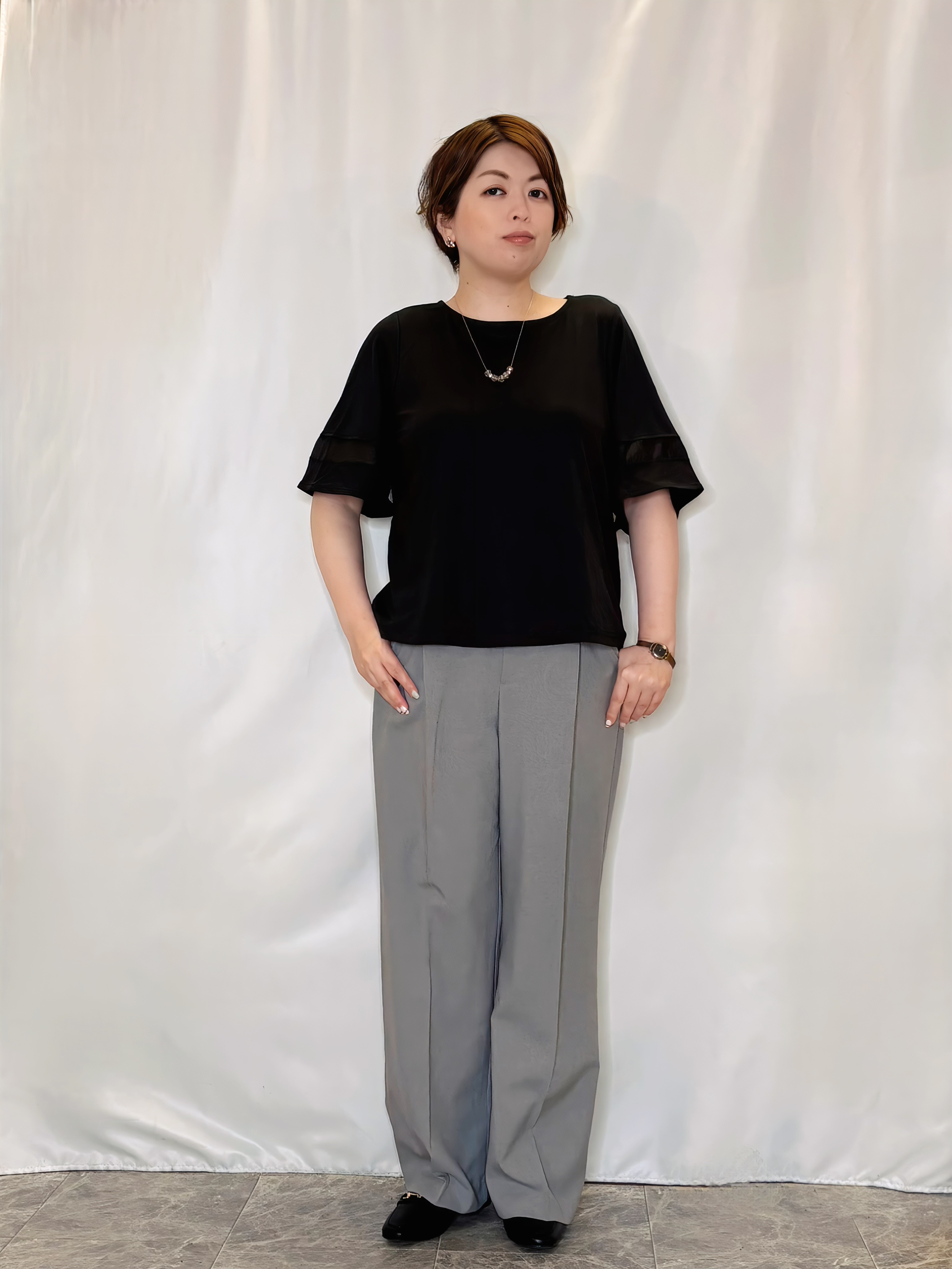 たみさんの「SHOO･LA･RUE｜【洗濯機可/UV/アンチピリング/S-LL】いろいろボタンが華やか クルーネックカーディガン」を使ったコーディネート