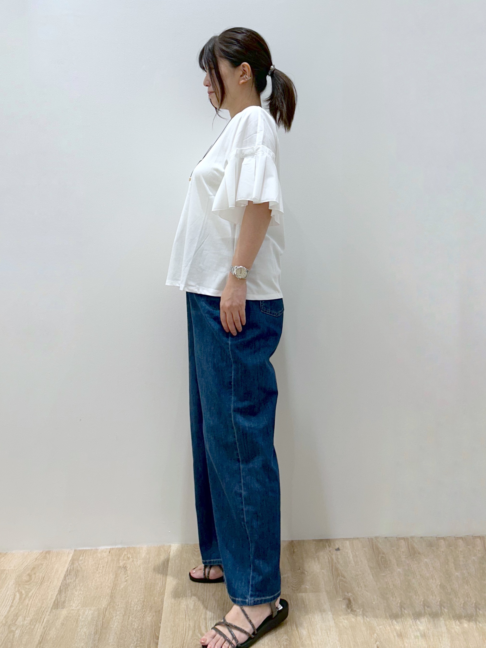 hiroさんの「OPAQUE.CLIP｜【接触冷感】タックスリーブカットソー《洗濯機OK》」を使ったコーディネート