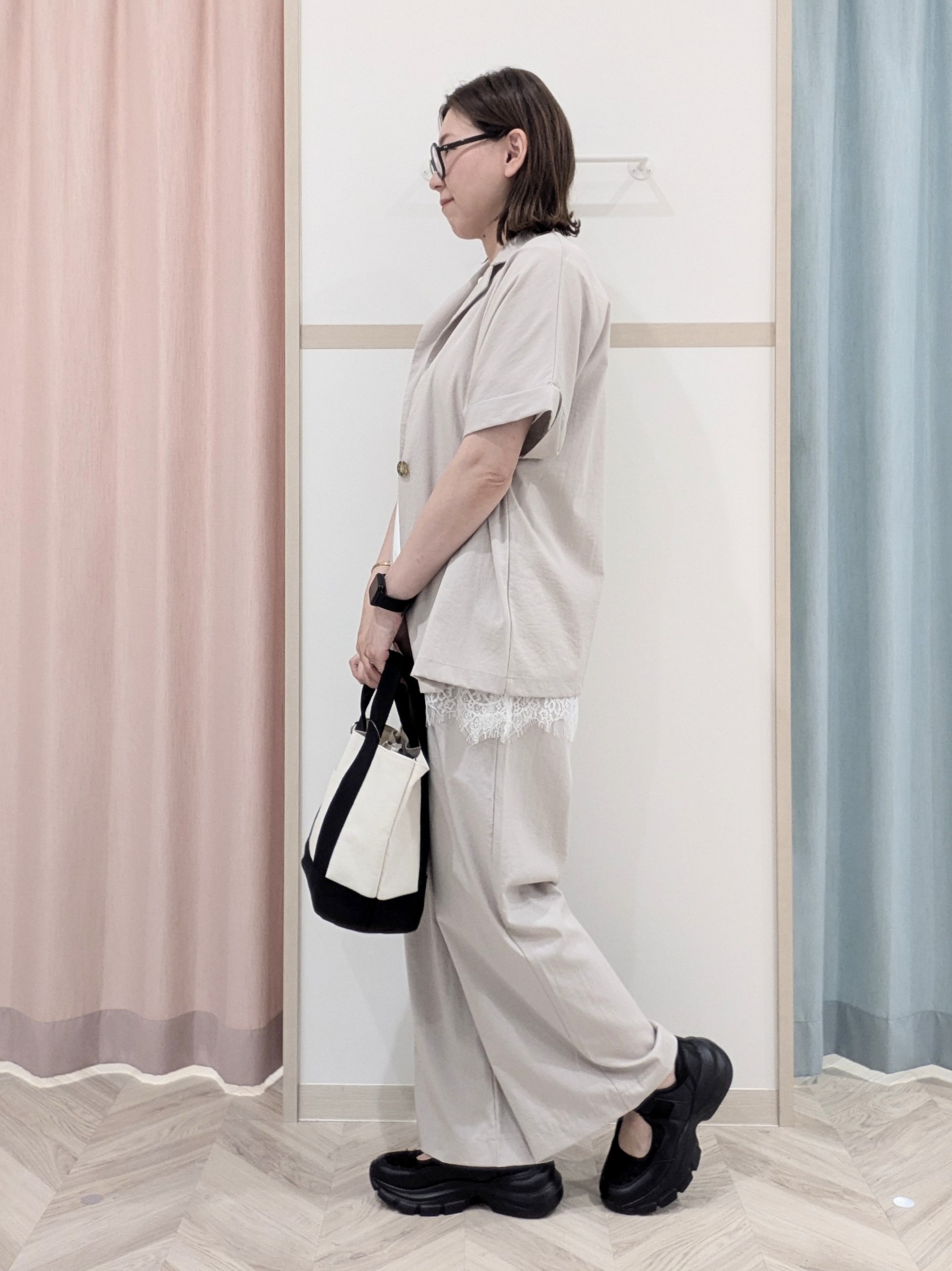 miyuさんの「SHOO･LA･RUE｜【高レビュー/洗濯機可/セットアップ可】軽凛(かろりん) 半袖ジャケット」を使ったコーディネート