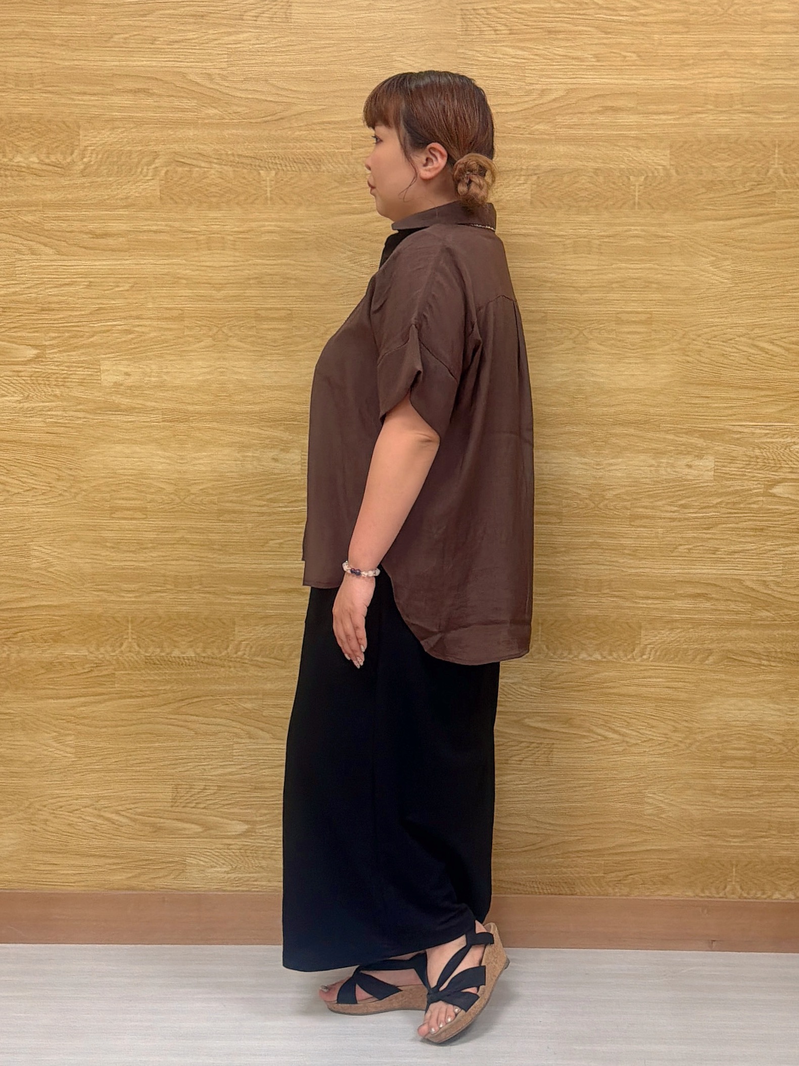 ぁむさんの「SHOO･LA･RUE｜【2点セット/S-LL/洗濯機可】時短でコーデ決まる スラブスキッパーシャツ＋タンクトップ」を使ったコーディネート