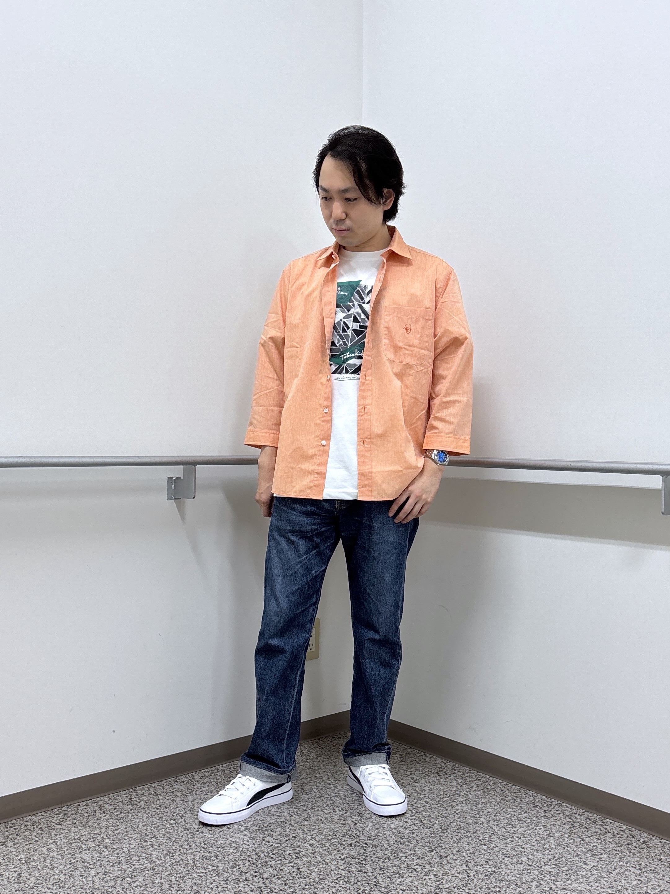 KEIさんの「TAKEO KIKUCHI｜【接触冷感】ハイブリッド リネン 七分袖シャツ」を使ったコーディネート
