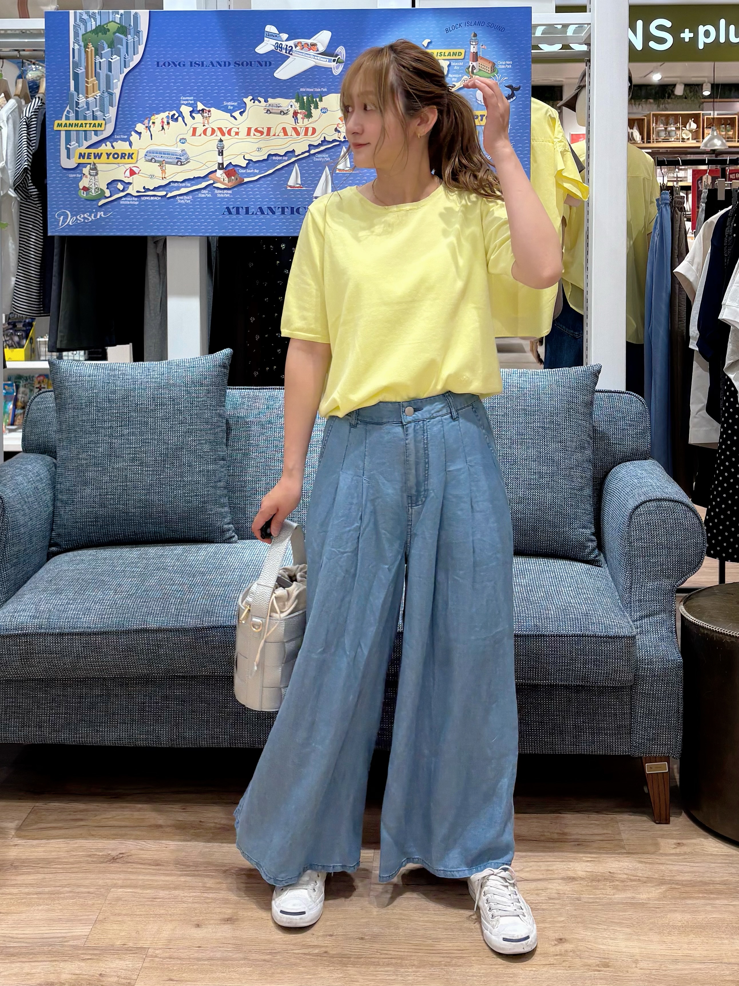 yuinaさんの「Dessin｜【9色展開/接触冷感/UVカット】ドライタッチサマーニットT」を使ったコーディネート