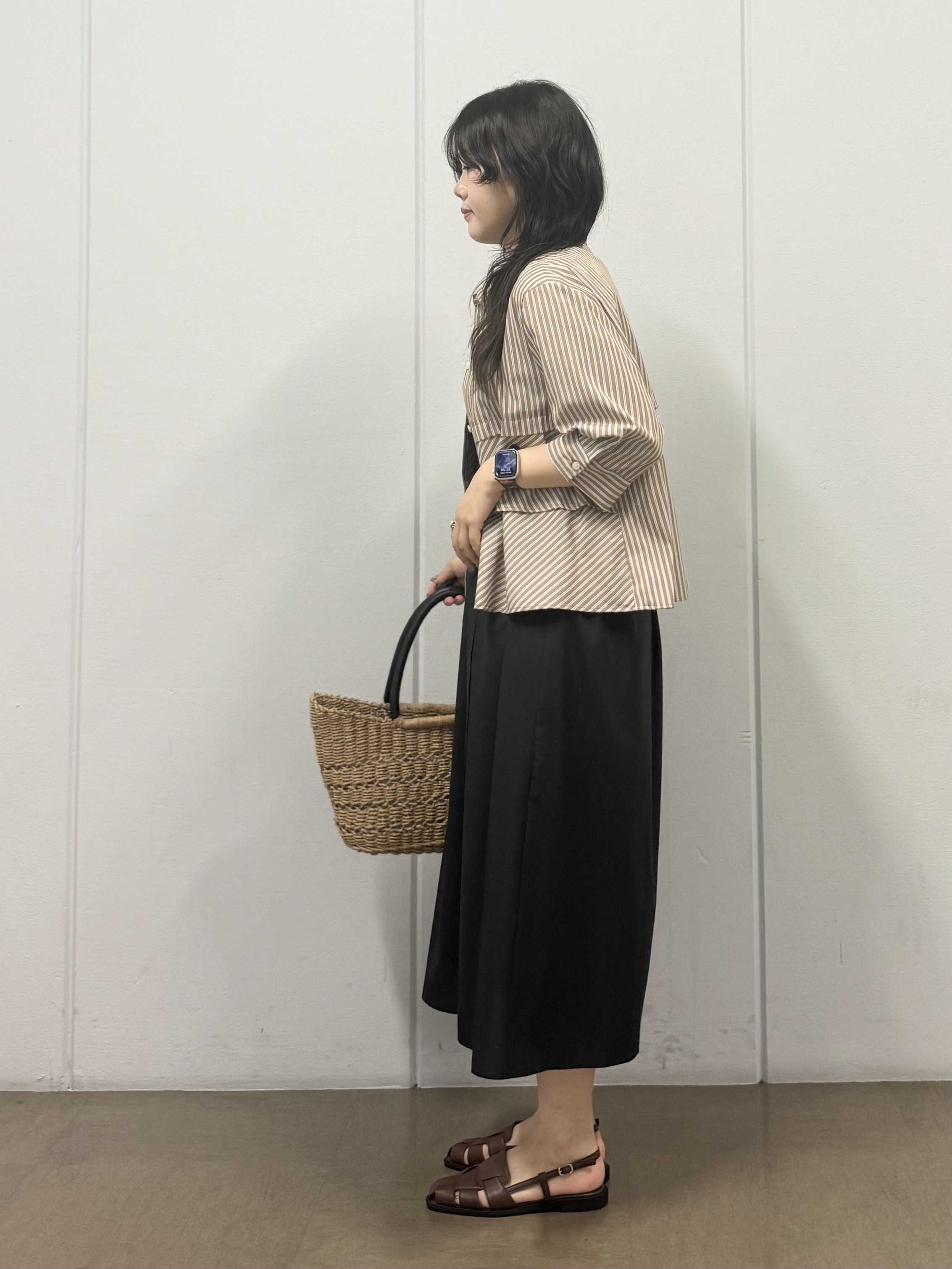 mizukiさんの「INDIVI｜【UVケア／吸汗速乾／着映え】ティアードストライプシャツ」を使ったコーディネート