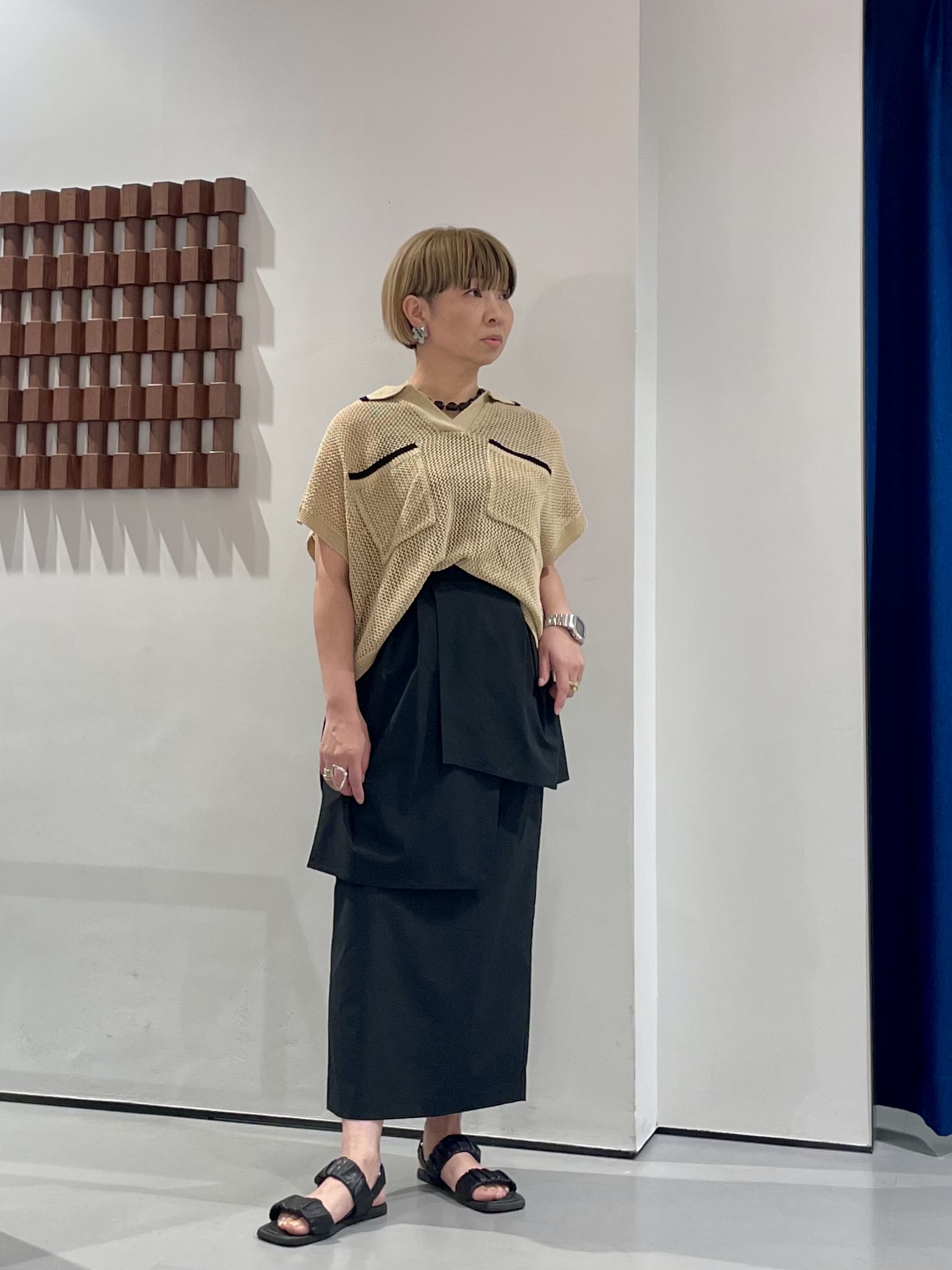 KOUさんの「INDIVI｜メッシュポロドルマンニット」を使ったコーディネート
