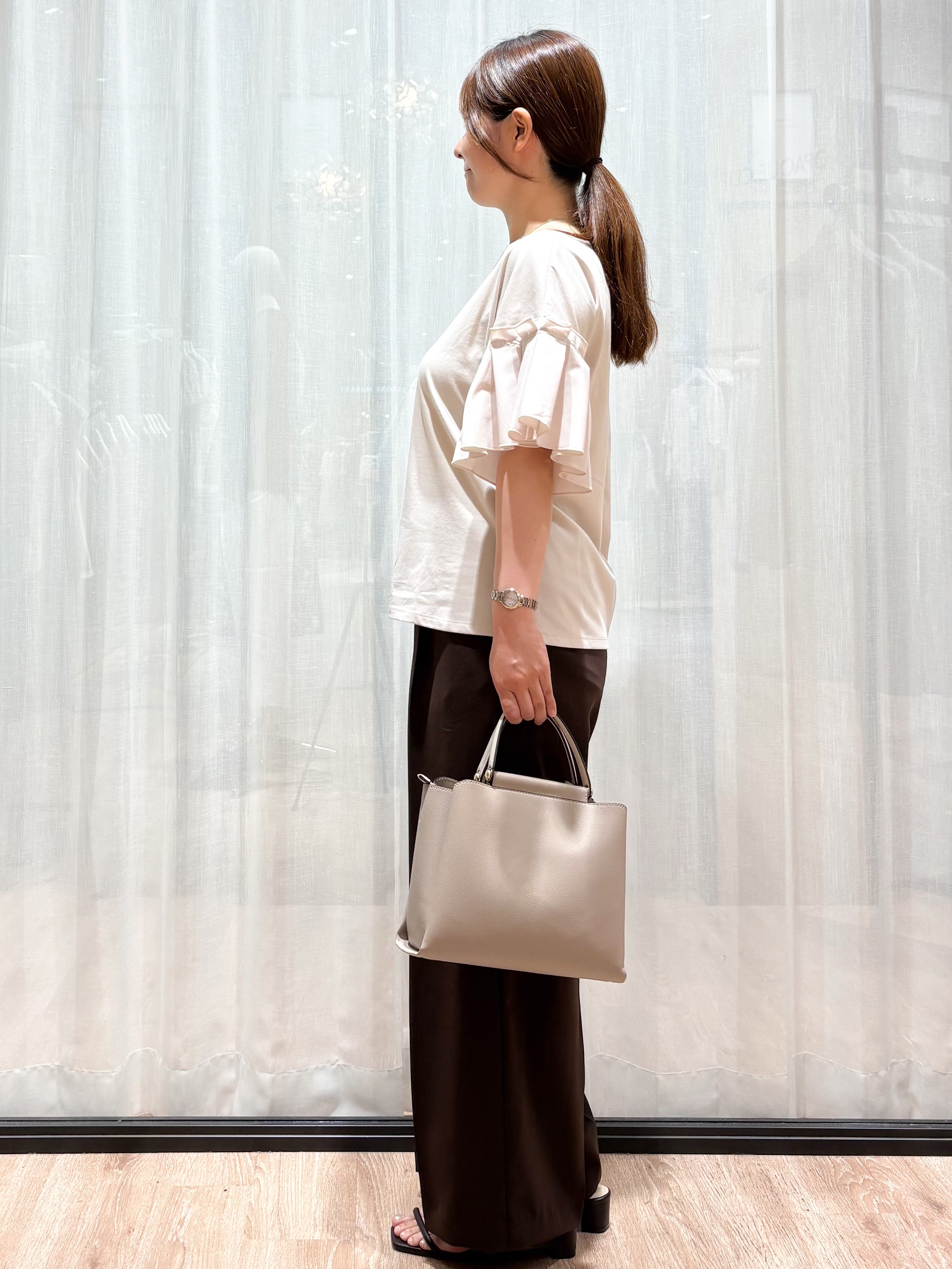 かなさんの「OPAQUE.CLIP｜【接触冷感】タックスリーブカットソー《洗濯機OK》」を使ったコーディネート