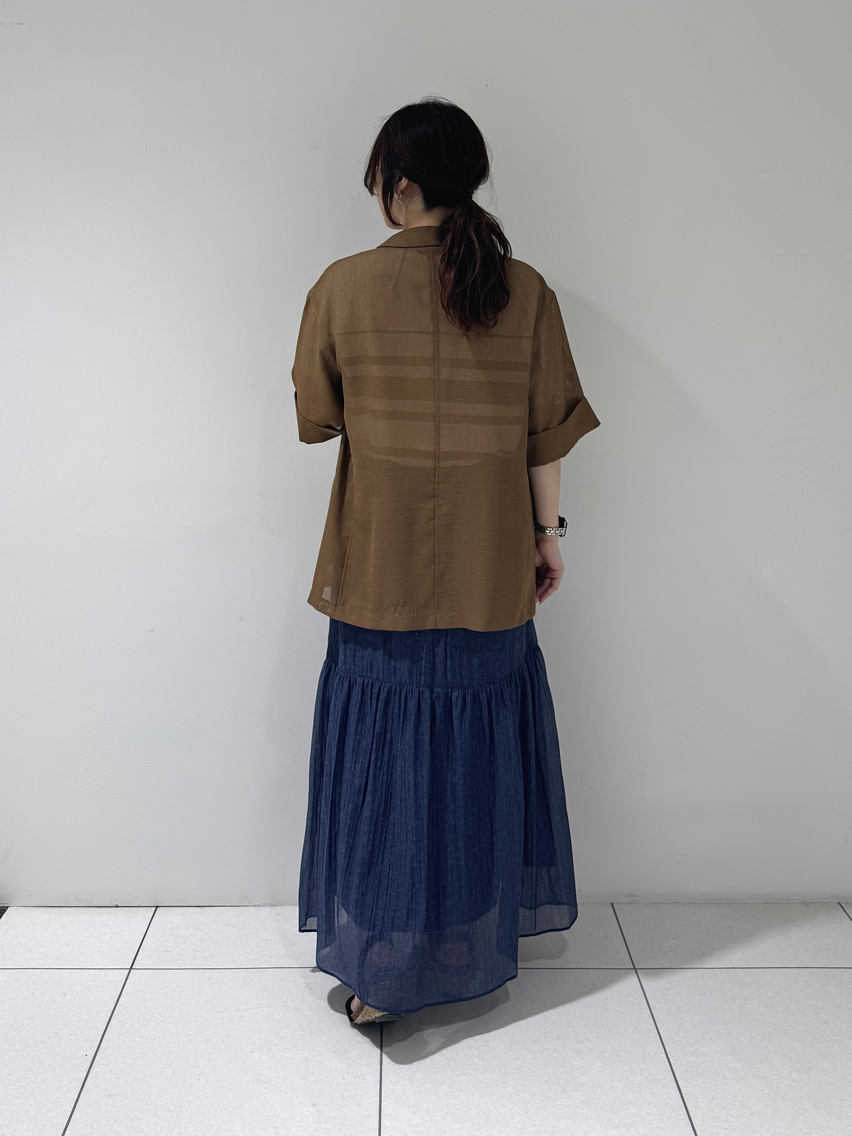 そんさんの「INDIVI｜【洗える／メッシュ素材／SETUP可能】半袖シアージャケット」を使ったコーディネート