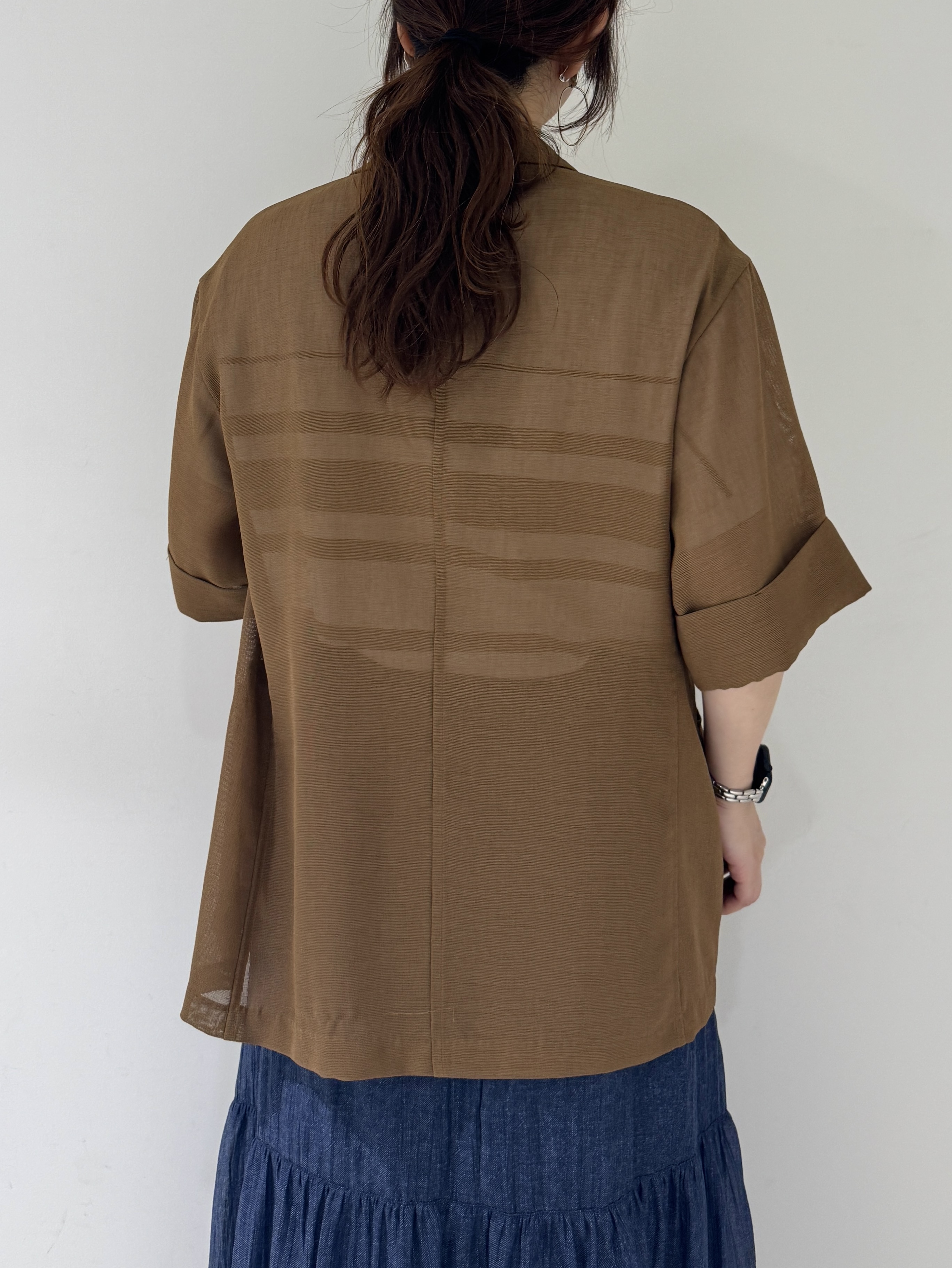 そんさんの「INDIVI｜【洗える／メッシュ素材／SETUP可能】半袖シアージャケット」を使ったコーディネート