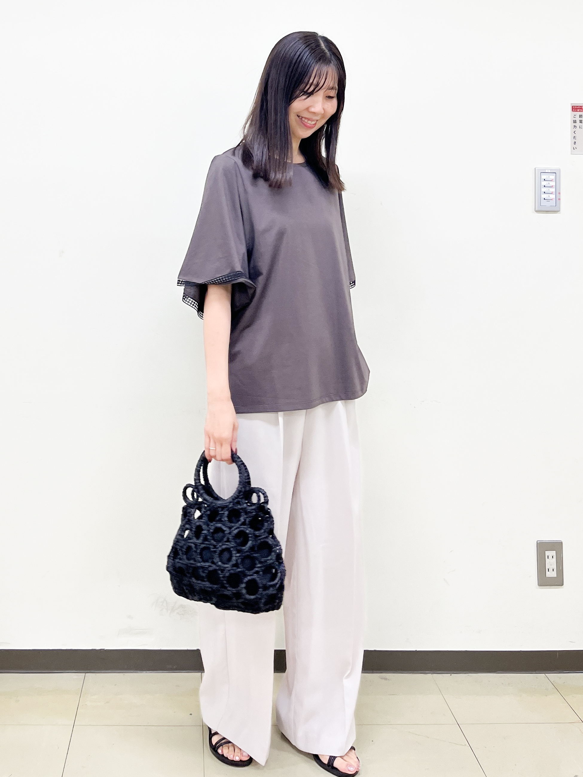 ゆか☆さんの「OPAQUE.CLIP｜袖口レースフレアスリーブカットソー【洗濯機OK】」を使ったコーディネート