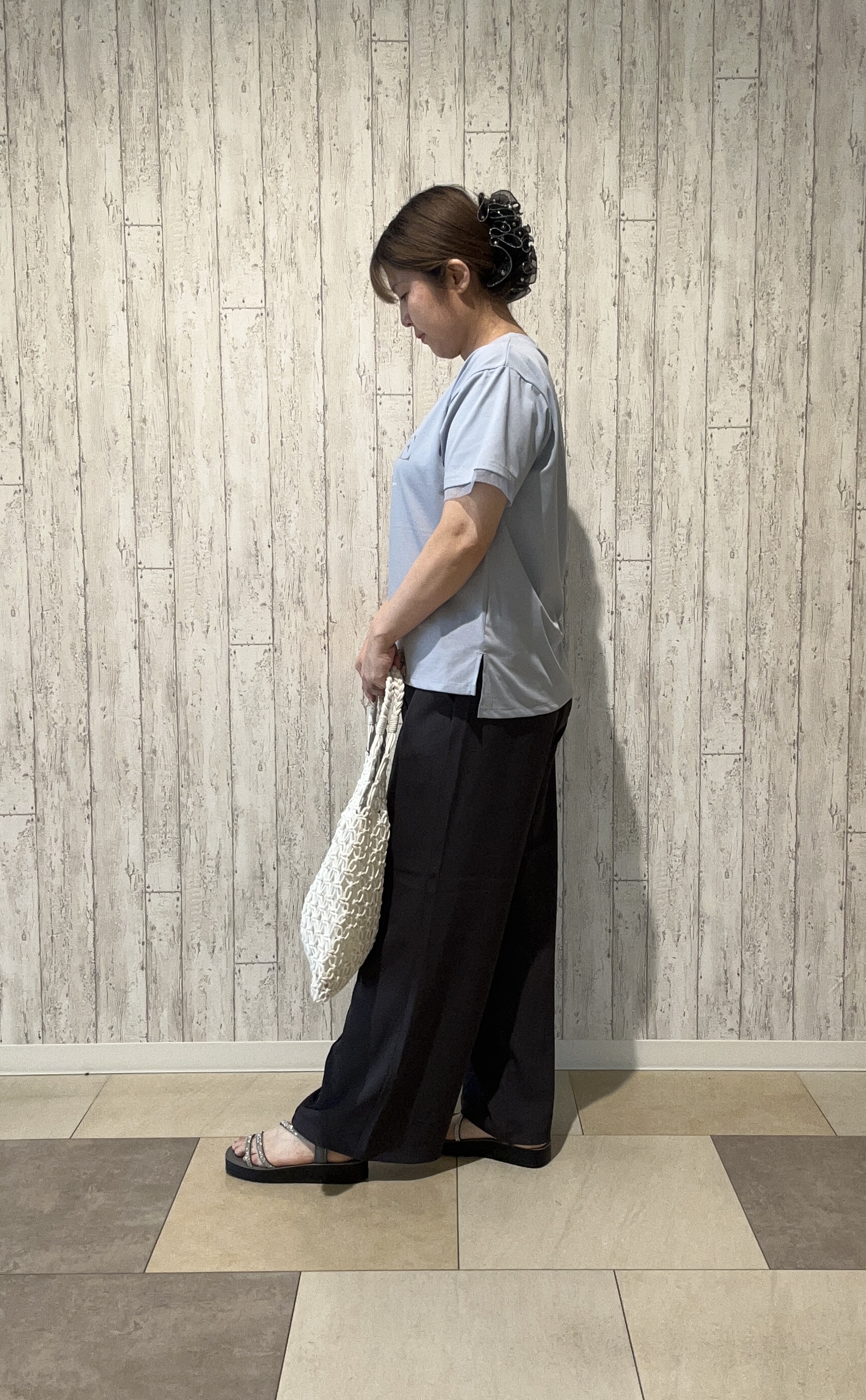 yokoさんの「SHOO･LA･RUE｜【ひんやり/S-LL/洗濯機可】色・柄選べる お袖チュールレイヤード プリントアソートTシャツ」を使ったコーディネート