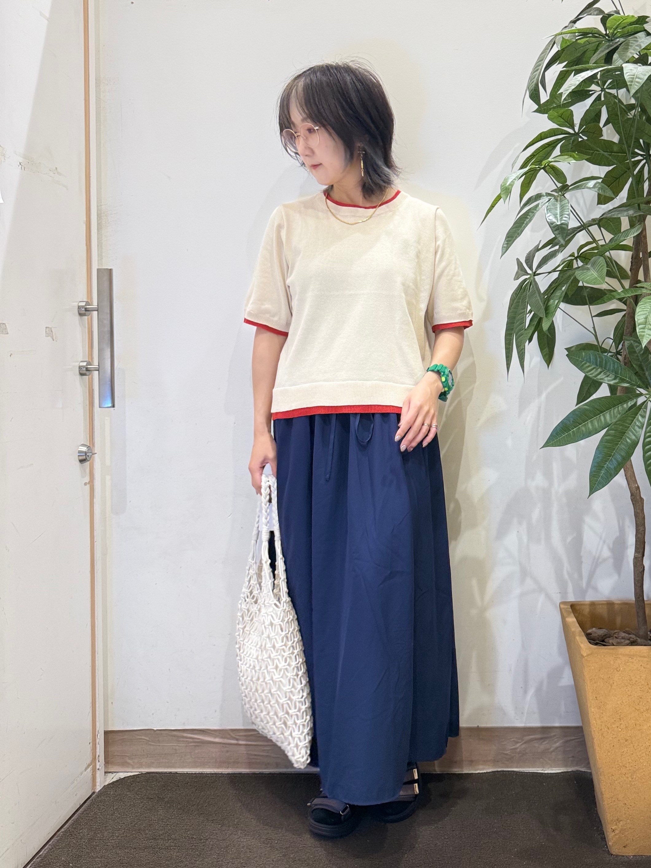 misakiさんの「SHOO･LA･RUE｜【二の腕隠れる/コットン混】配色使いで差がつく 洗える五分袖ニット」を使ったコーディネート