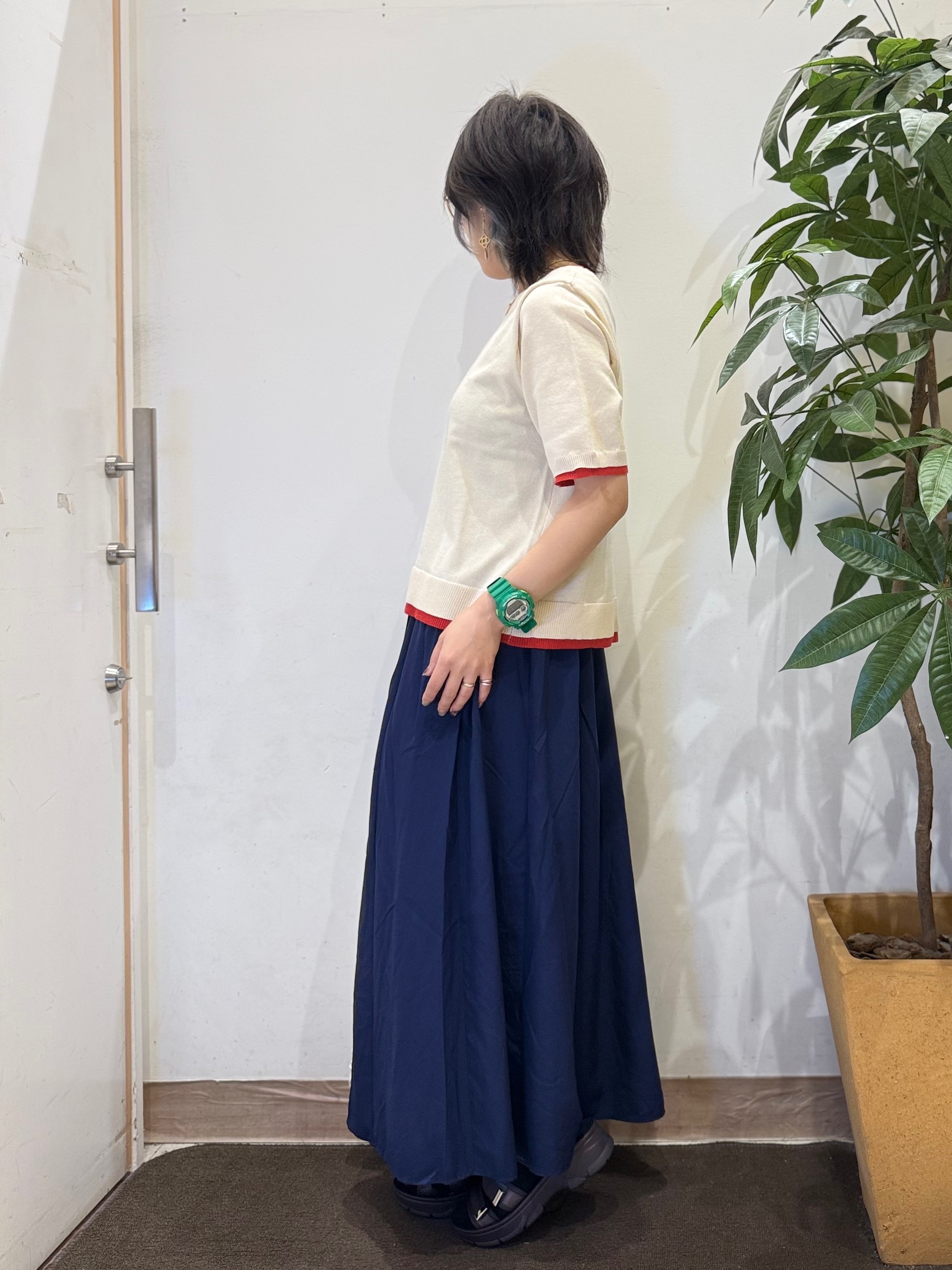 misakiさんの「SHOO･LA･RUE｜【二の腕隠れる/コットン混】配色使いで差がつく 洗える五分袖ニット」を使ったコーディネート