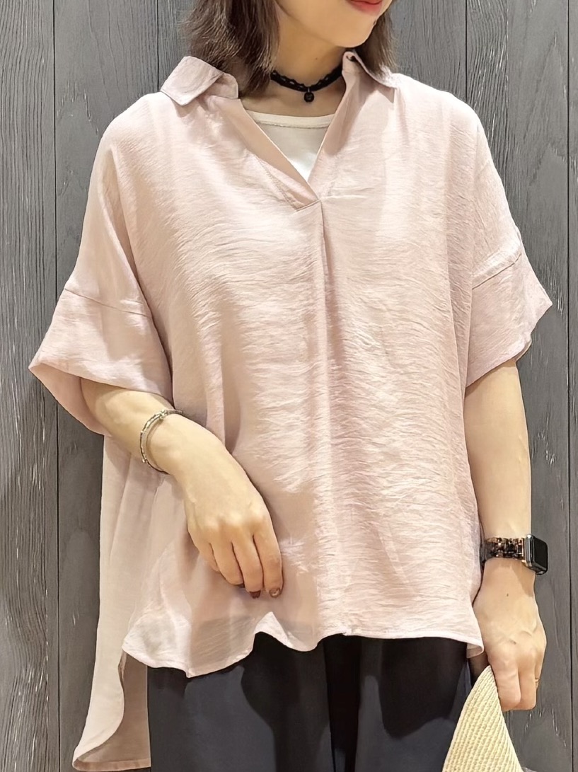 meiさんの「SHOO･LA･RUE｜【2点セット/S-LL/洗濯機可】時短でコーデ決まる スラブスキッパーシャツ＋タンクトップ」を使ったコーディネート
