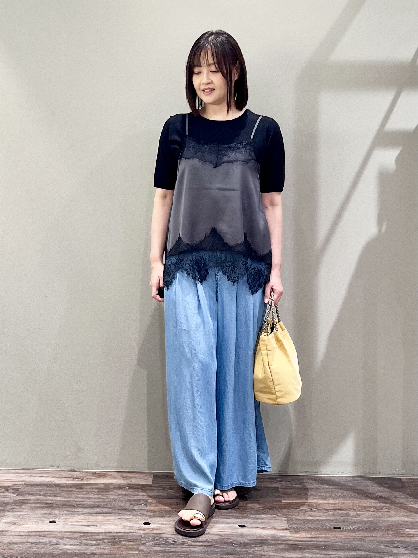 ricoさんの「Dessin｜【9色展開/接触冷感/UVカット】ドライタッチサマーニットT」を使ったコーディネート