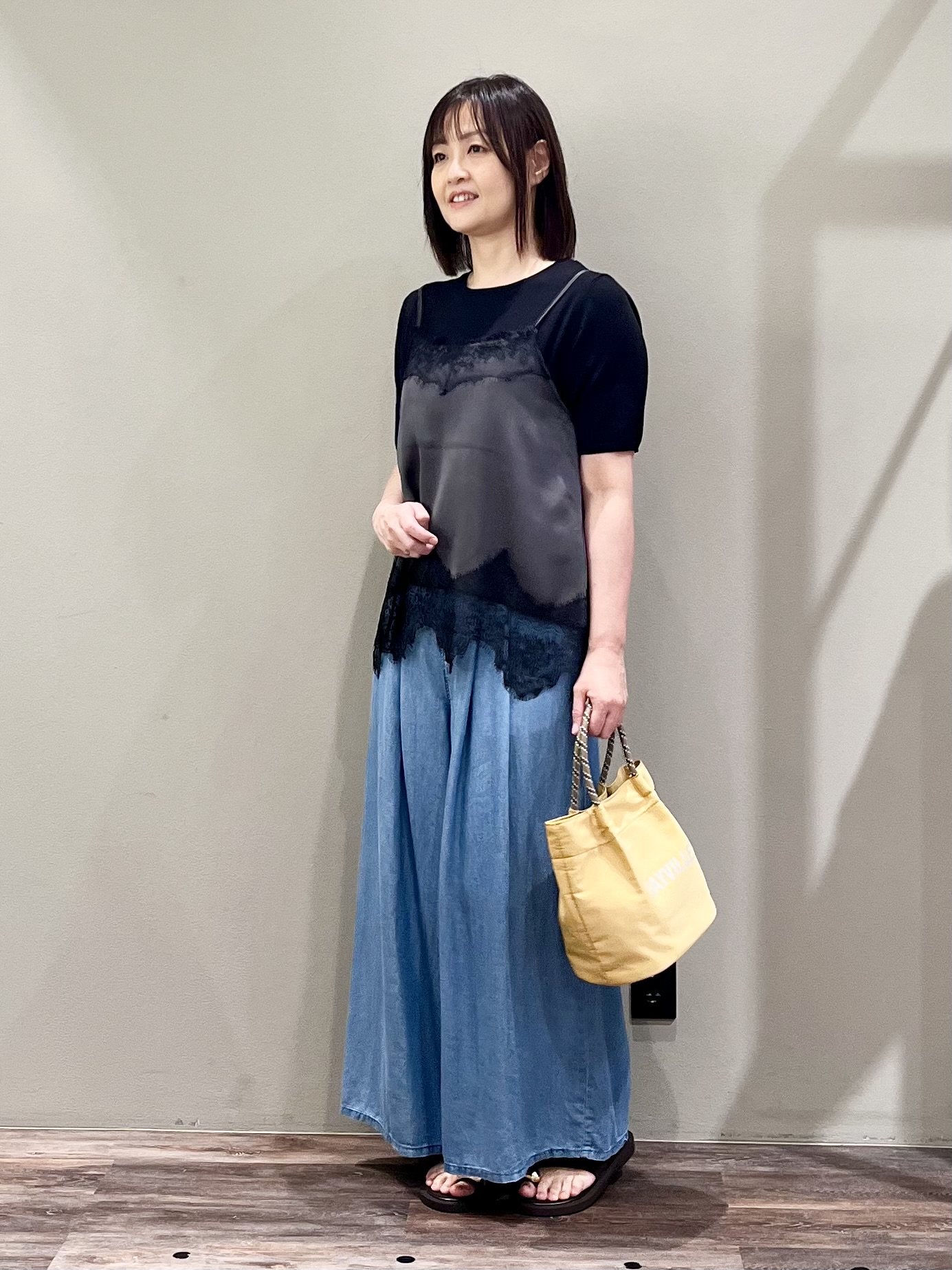 ricoさんの「Dessin｜【9色展開/接触冷感/UVカット】ドライタッチサマーニットT」を使ったコーディネート