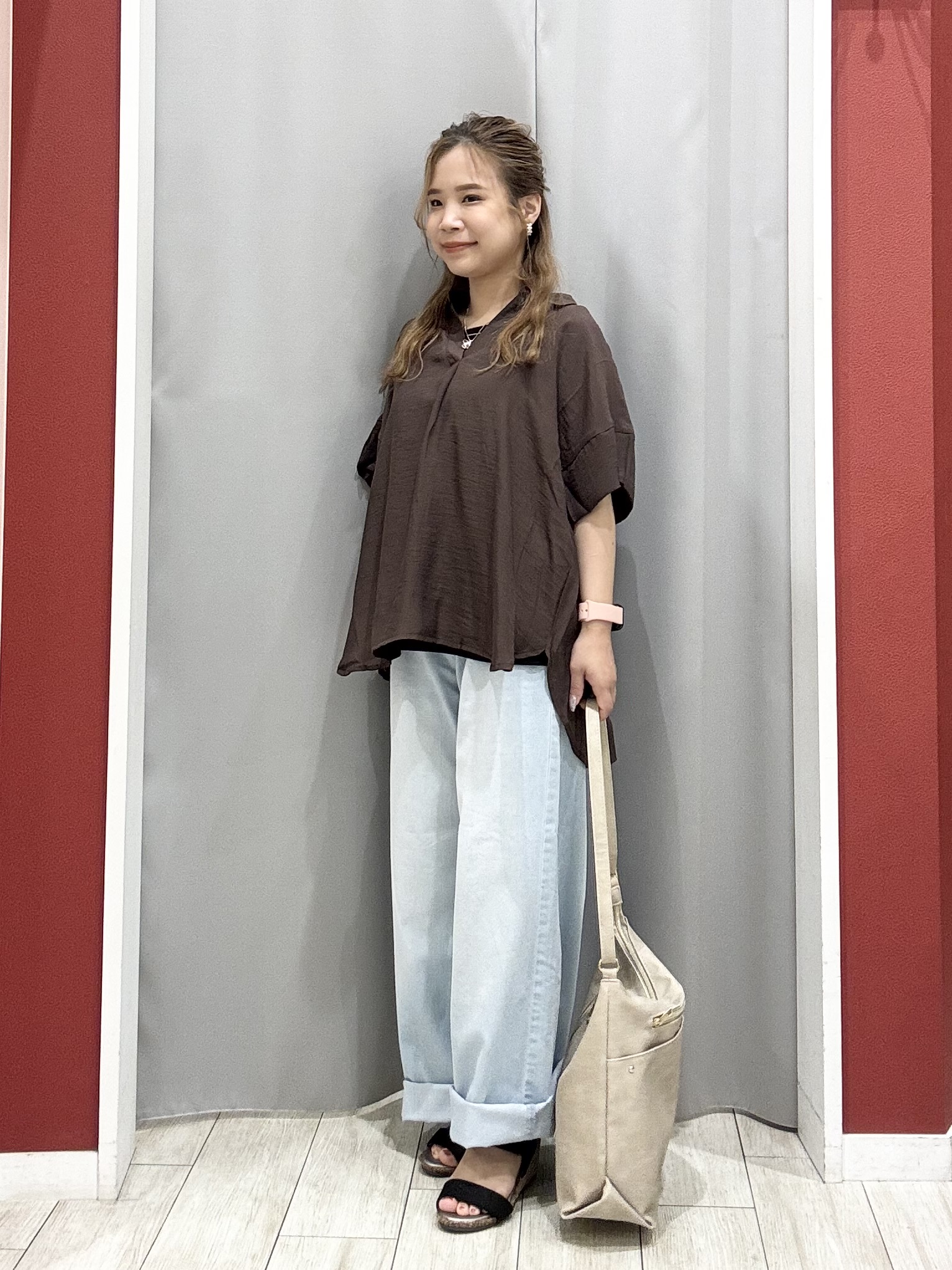 shioさんの「SHOO･LA･RUE｜【2点セット/S-LL/洗濯機可】時短でコーデ決まる スラブスキッパーシャツ＋タンクトップ」を使ったコーディネート