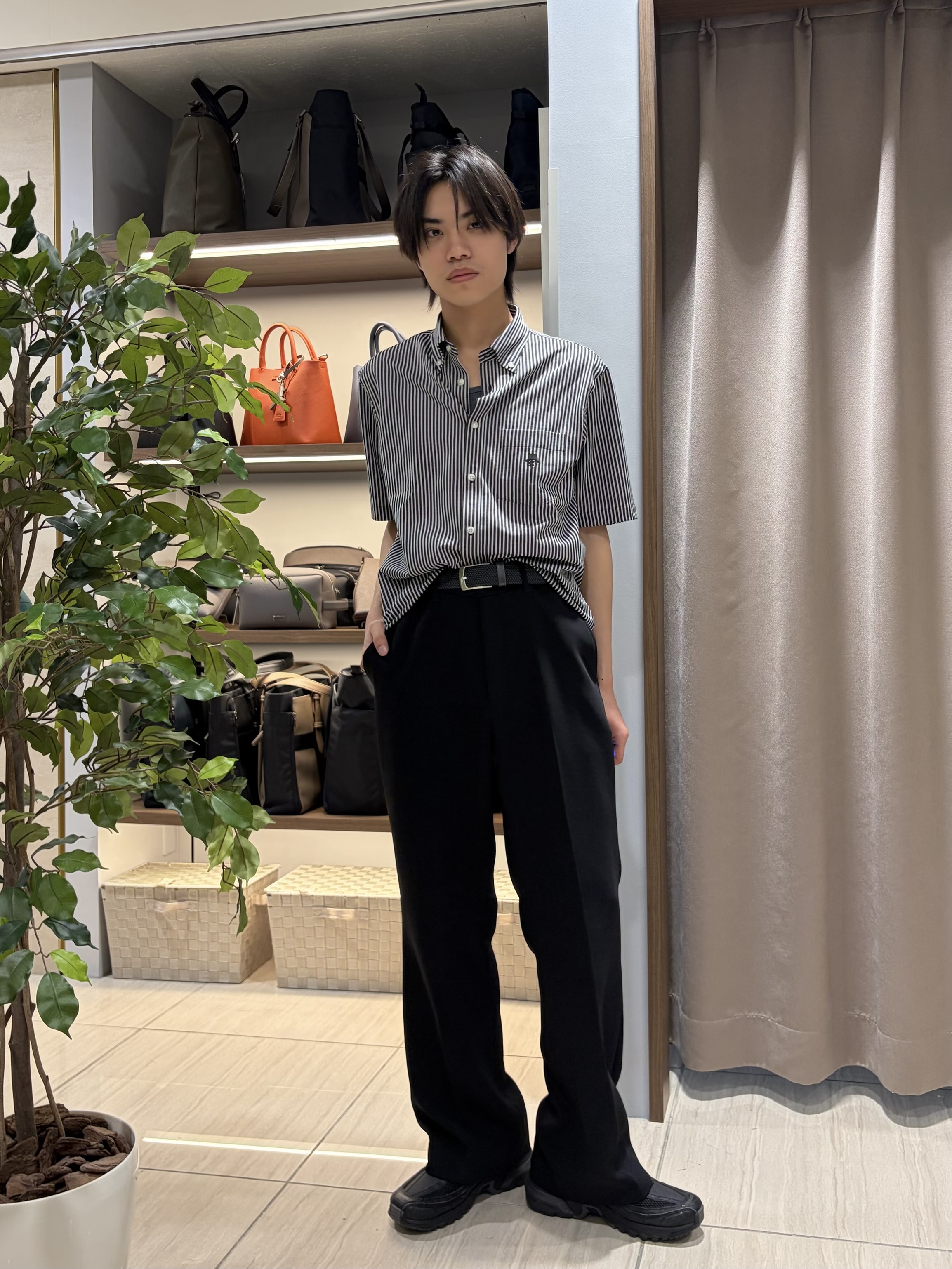 hiroさんの「TAKEO KIKUCHI｜【接触冷感】ジャージストライプ シャツ」を使ったコーディネート