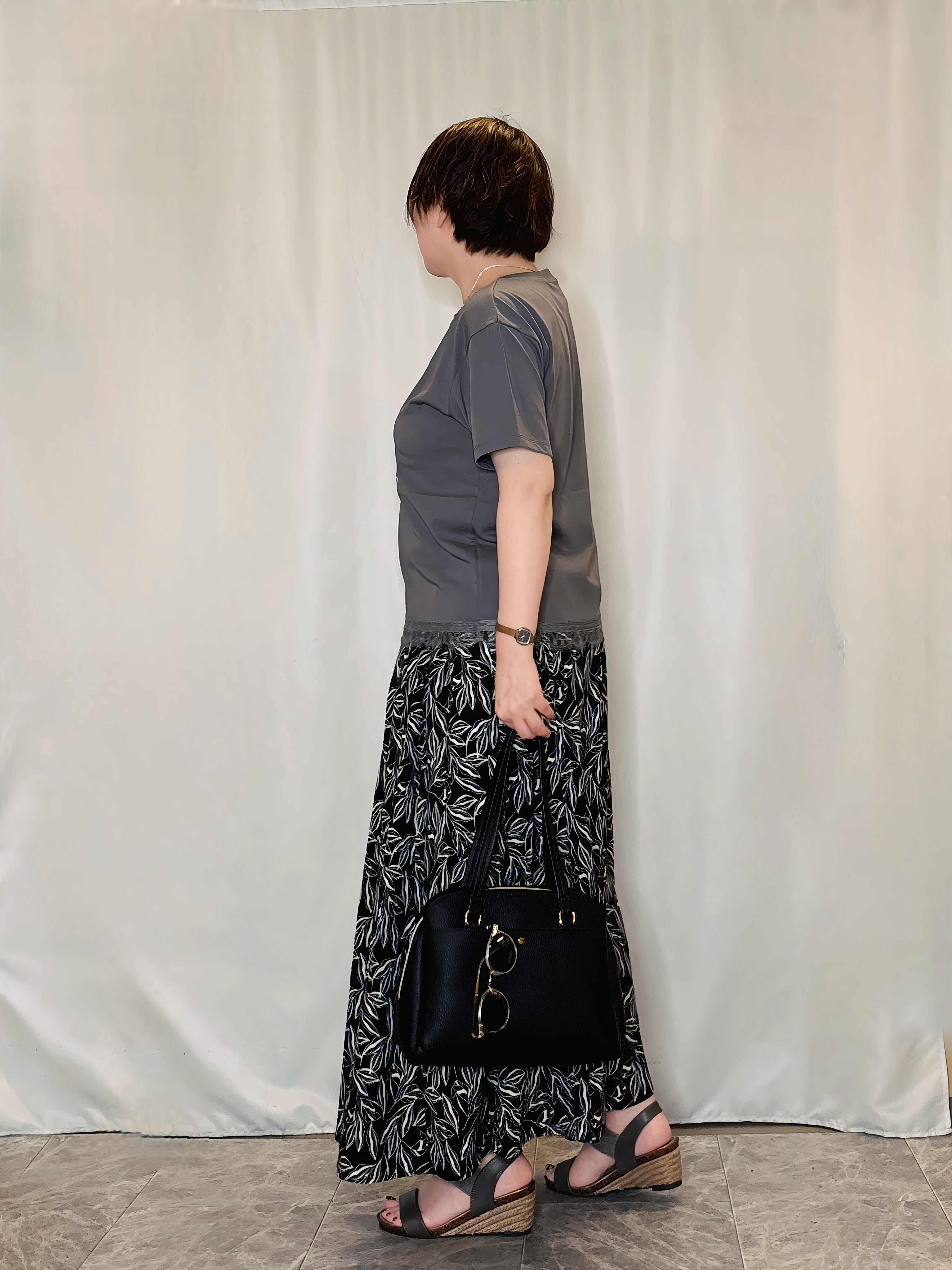 たみさんの「SHOO･LA･RUE｜【UV/S-LL/洗濯機可】真夏に着たい裾レースが女性らしさをプラスする プリントアソートTシャツ」を使ったコーディネート