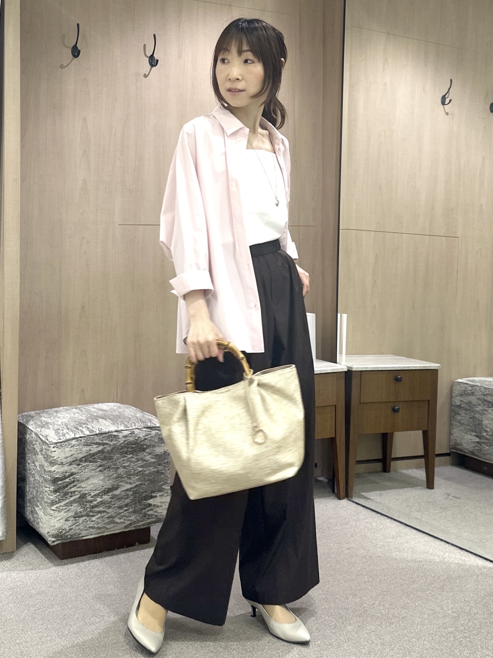 Miwaさんの「UNTITLED｜【接触冷感/吸水速乾/UVカット】ドルマンスリーブシャツ」を使ったコーディネート