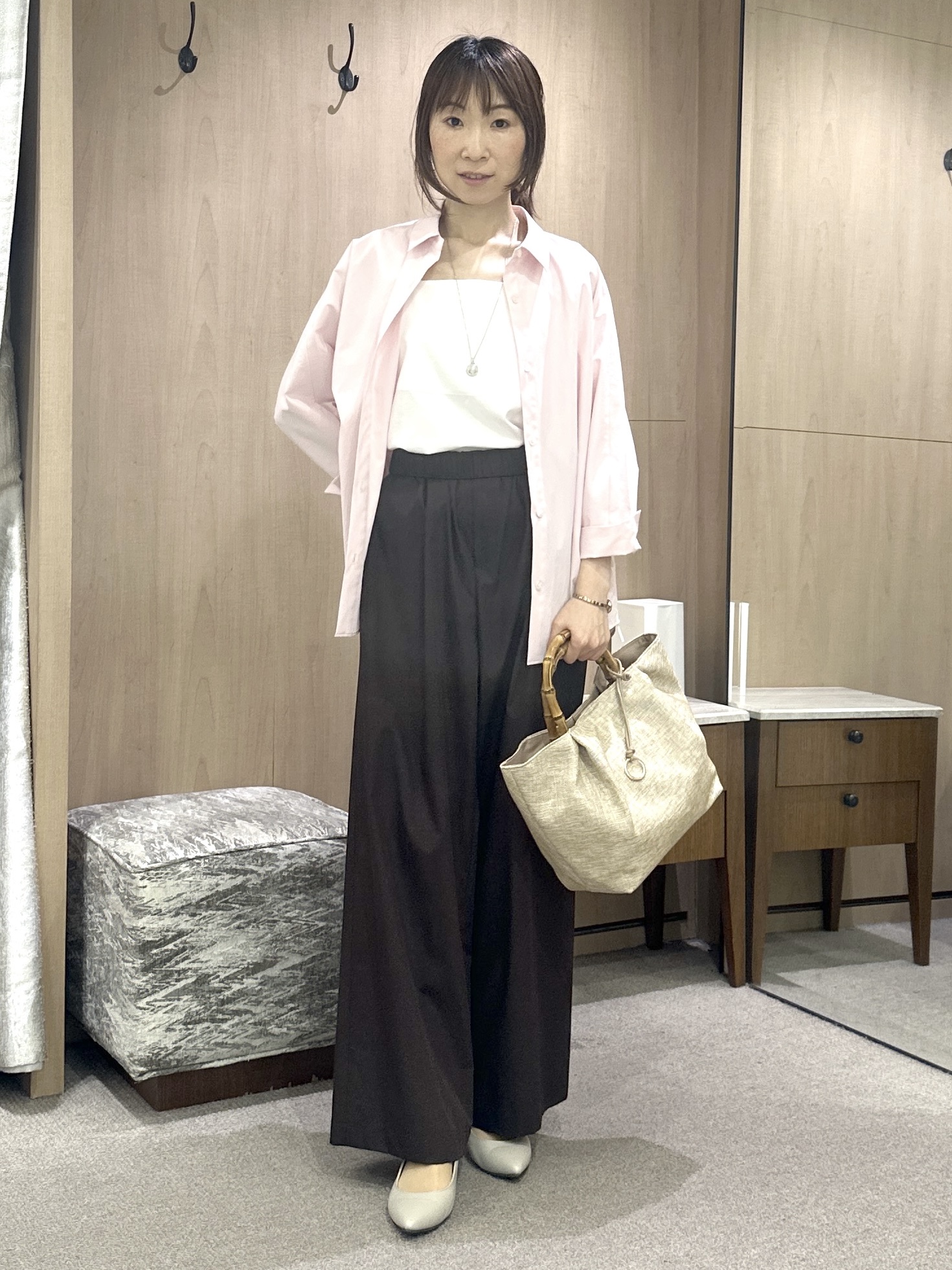 Miwaさんの「UNTITLED｜【接触冷感/吸水速乾/UVカット】ドルマンスリーブシャツ」を使ったコーディネート