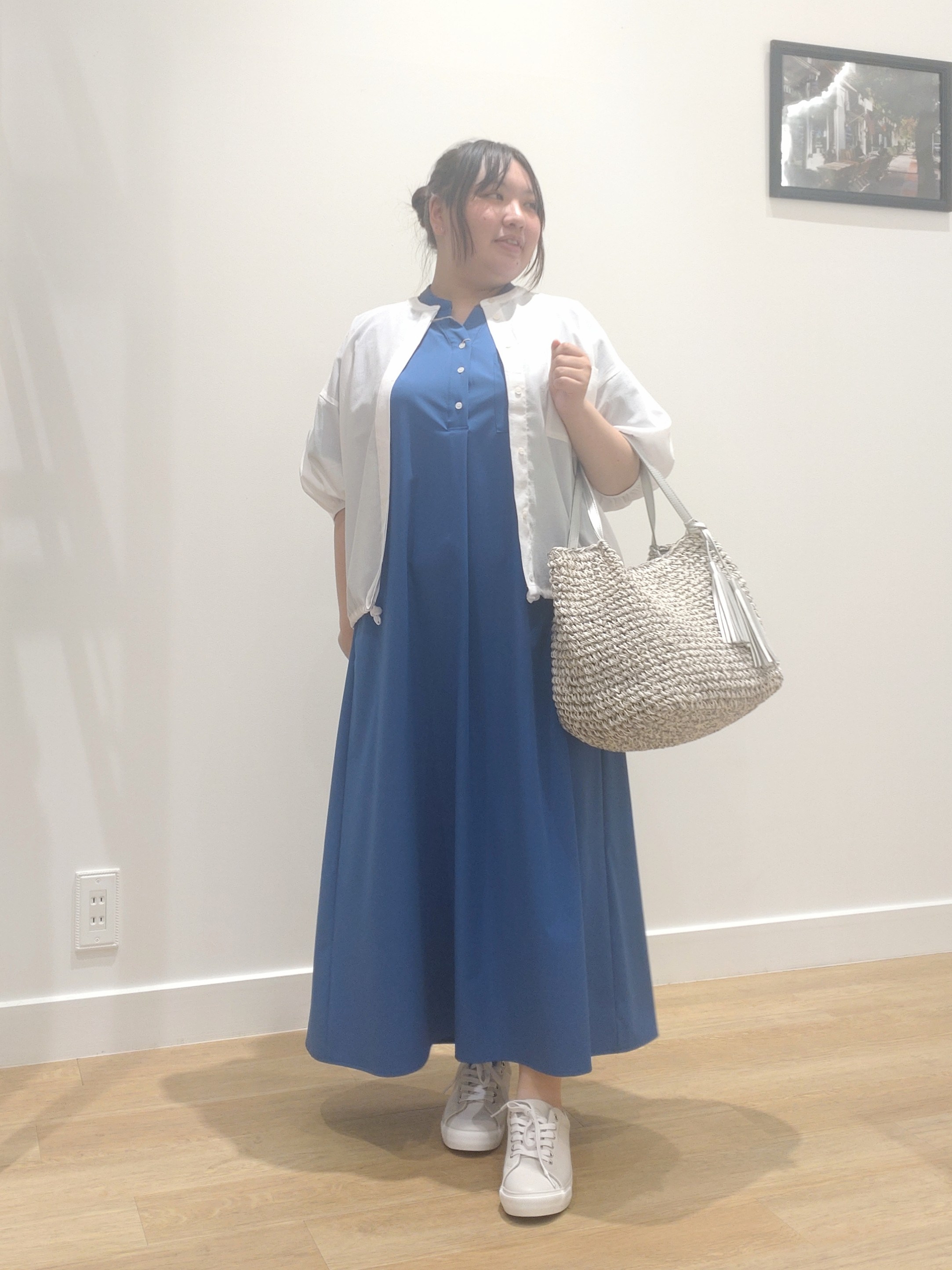 yuzuhaさんの「Dessin｜【接触冷感/UVカット】バンドカラーワンピース」を使ったコーディネート