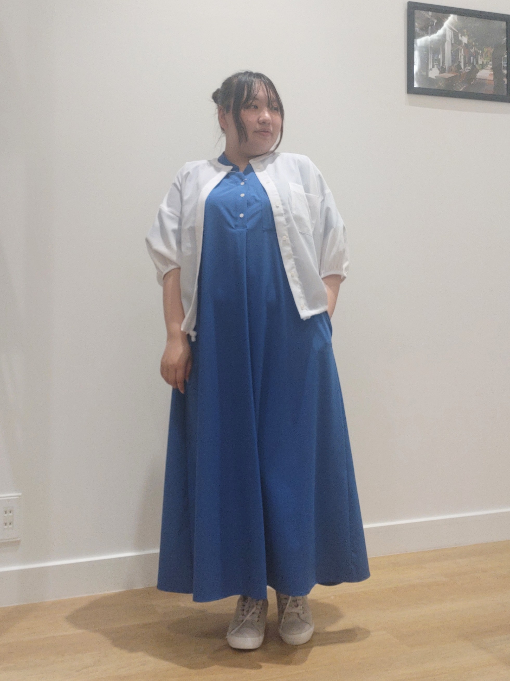 yuzuhaさんの「Dessin｜【接触冷感/UVカット】バンドカラーワンピース」を使ったコーディネート