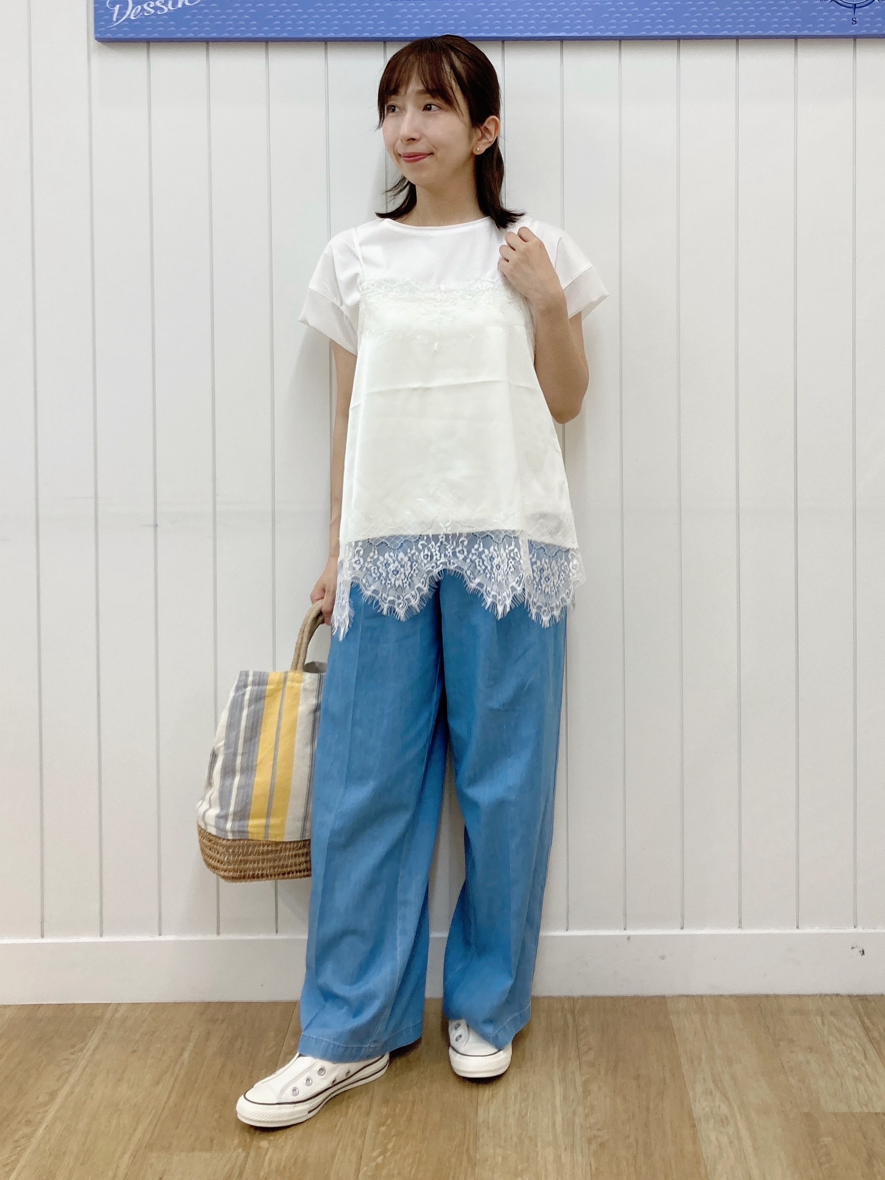 yoshiさんの「Dessin｜【UVカット/接触冷感】美光沢カットソー」を使ったコーディネート