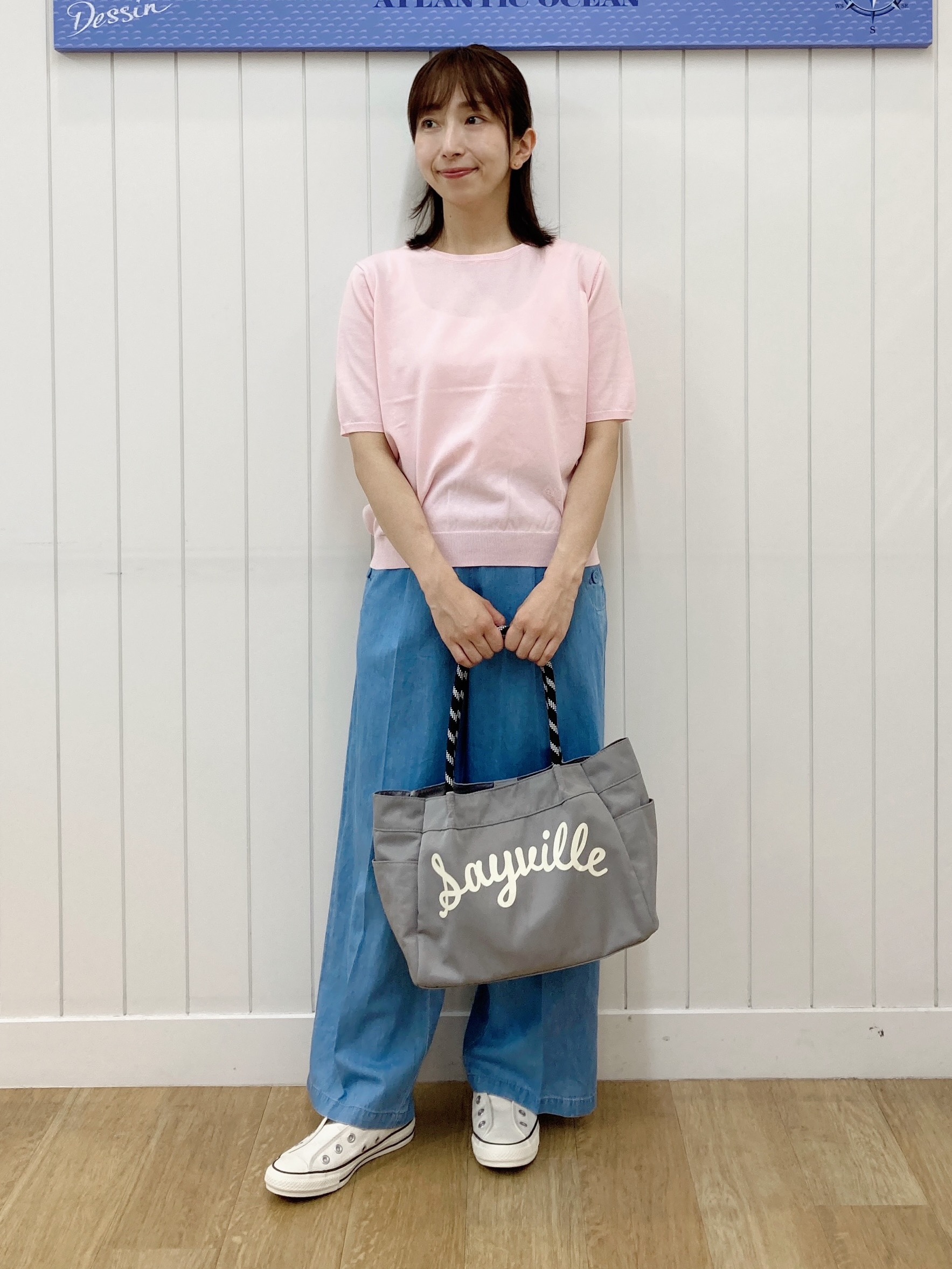 yoshiさんの「Dessin｜【9色展開/接触冷感/UVカット】ドライタッチサマーニットT」を使ったコーディネート