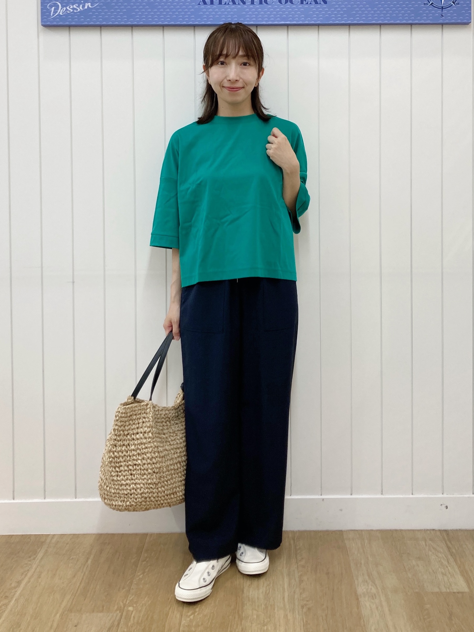 yoshiさんの「Dessin｜【体型カバー】美光沢カットソーボクシーシルエット」を使ったコーディネート