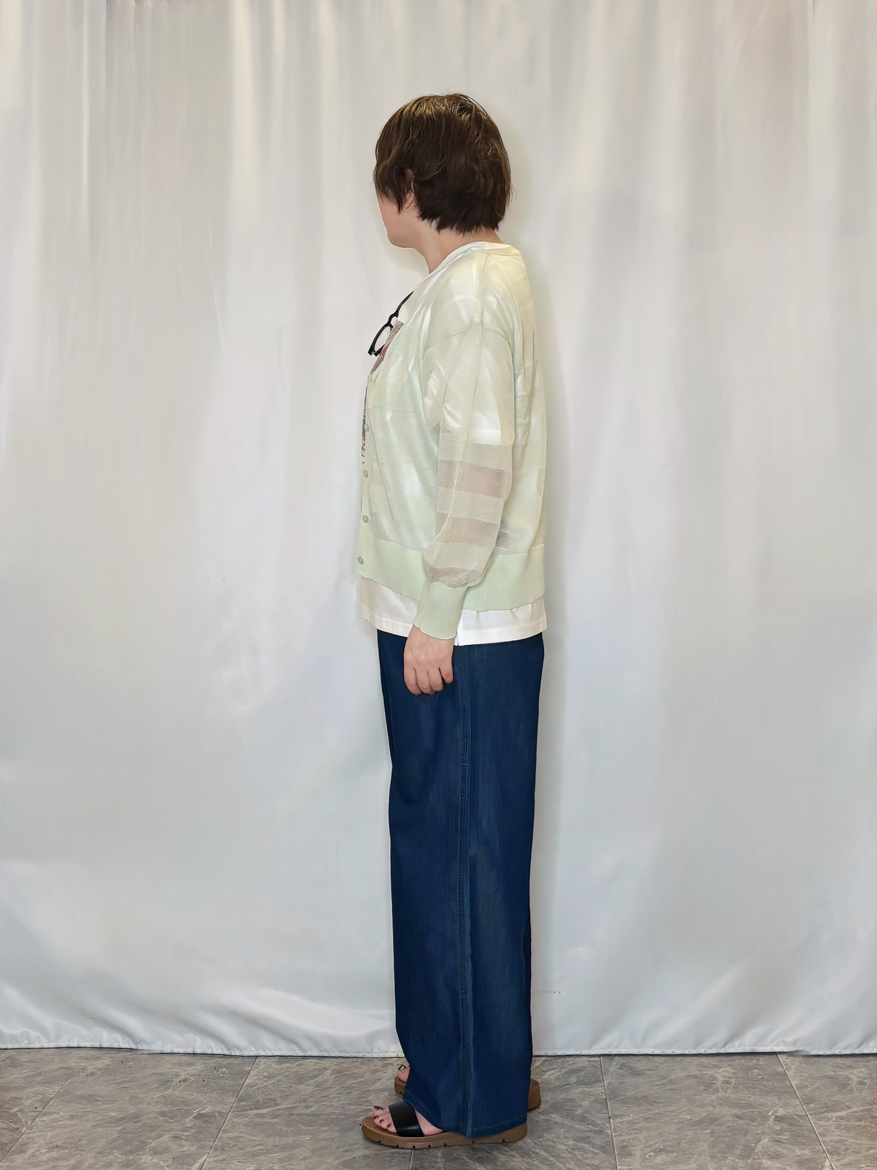 たみさんの「SHOO･LA･RUE｜【洗濯機可/S-LL】涼し気な透け感 日差し冷房対策に シアーボーダーカーディガン」を使ったコーディネート