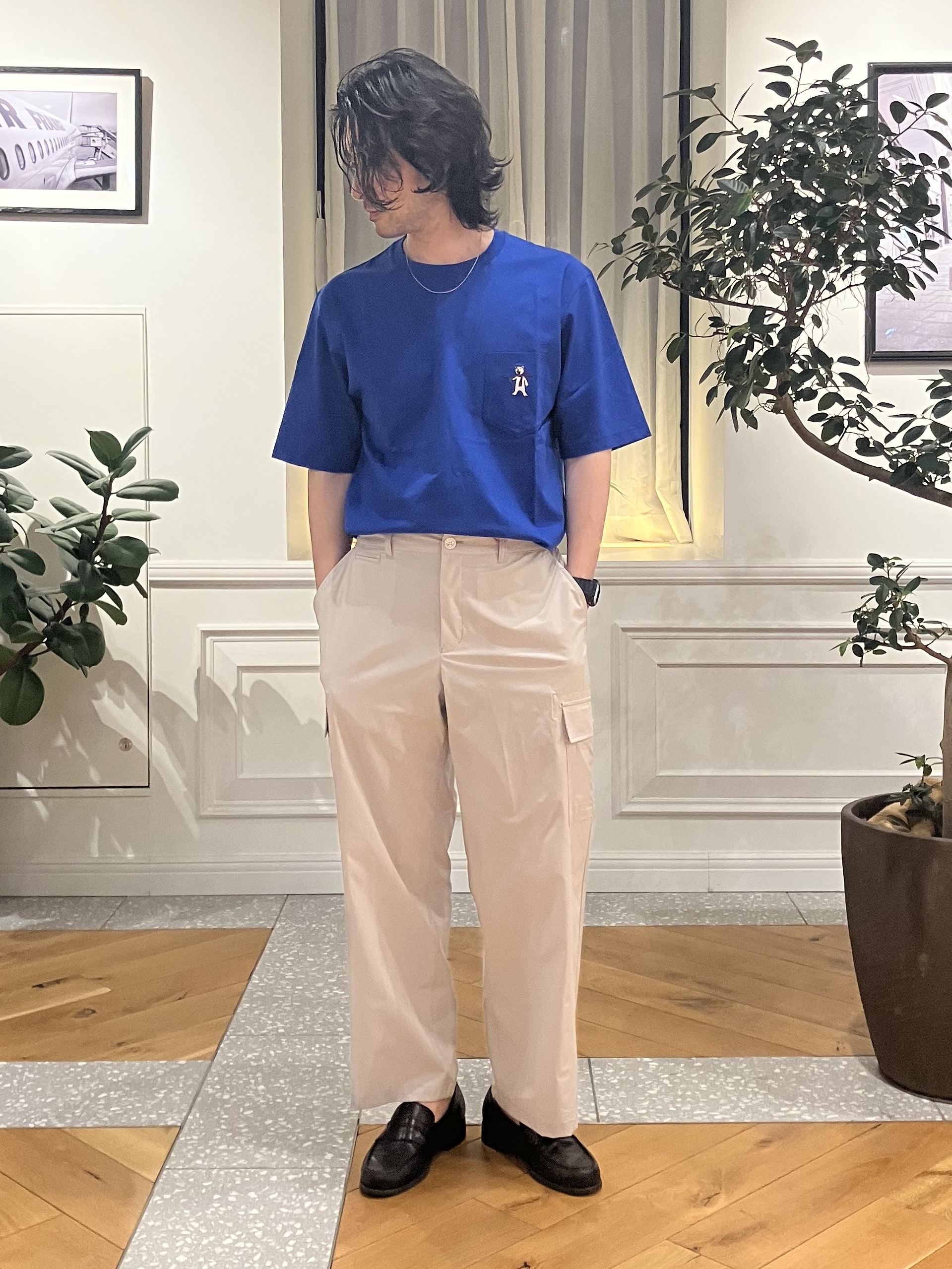junyaさんの「DRESSTERIOR｜【接触冷感／UVカット／抗菌防臭／しわ防止】クールデオドラント ピストルベアーTシャツ」を使ったコーディネート