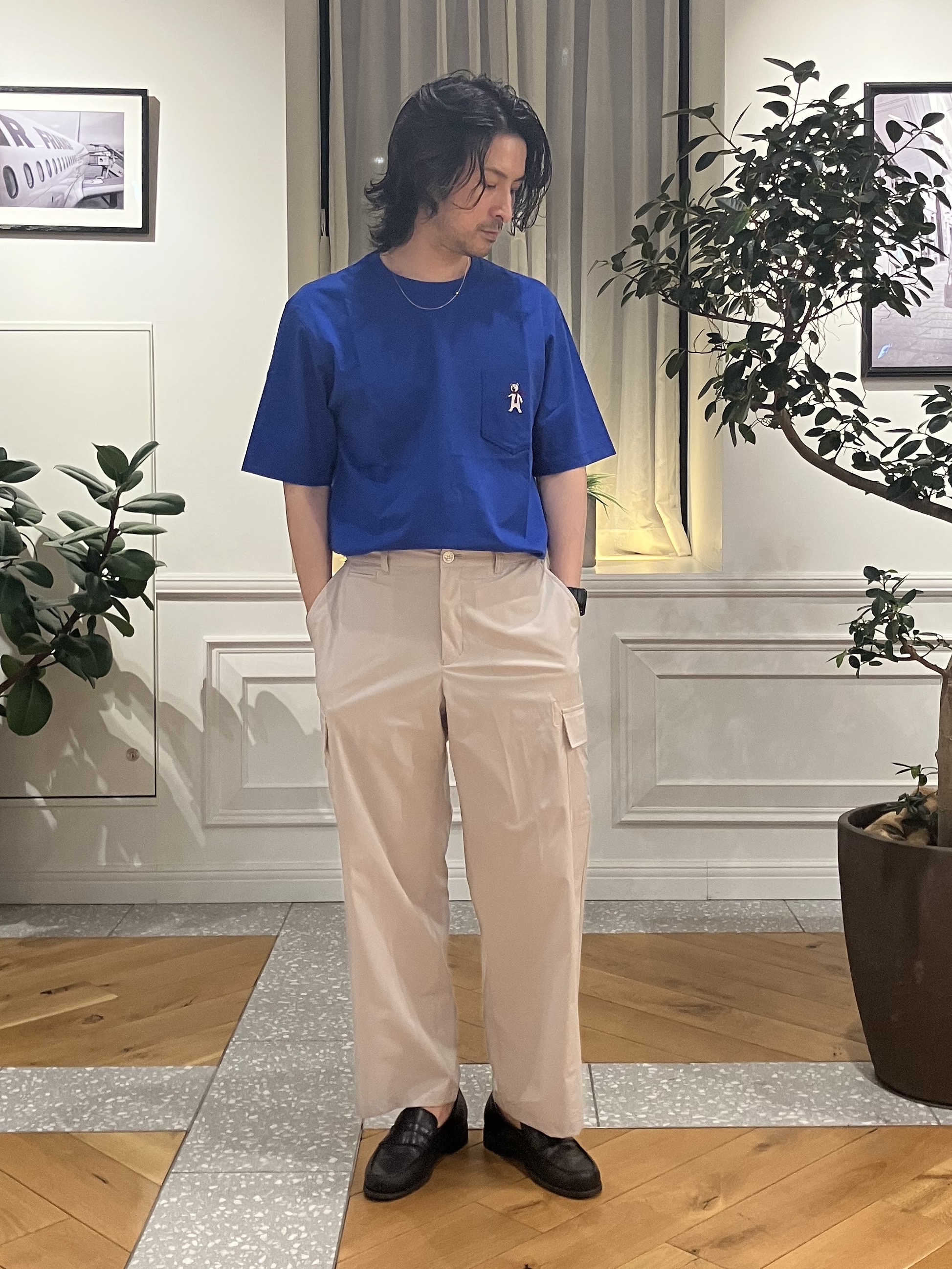 junyaさんの「DRESSTERIOR｜【接触冷感／UVカット／抗菌防臭／しわ防止】クールデオドラント ピストルベアーTシャツ」を使ったコーディネート