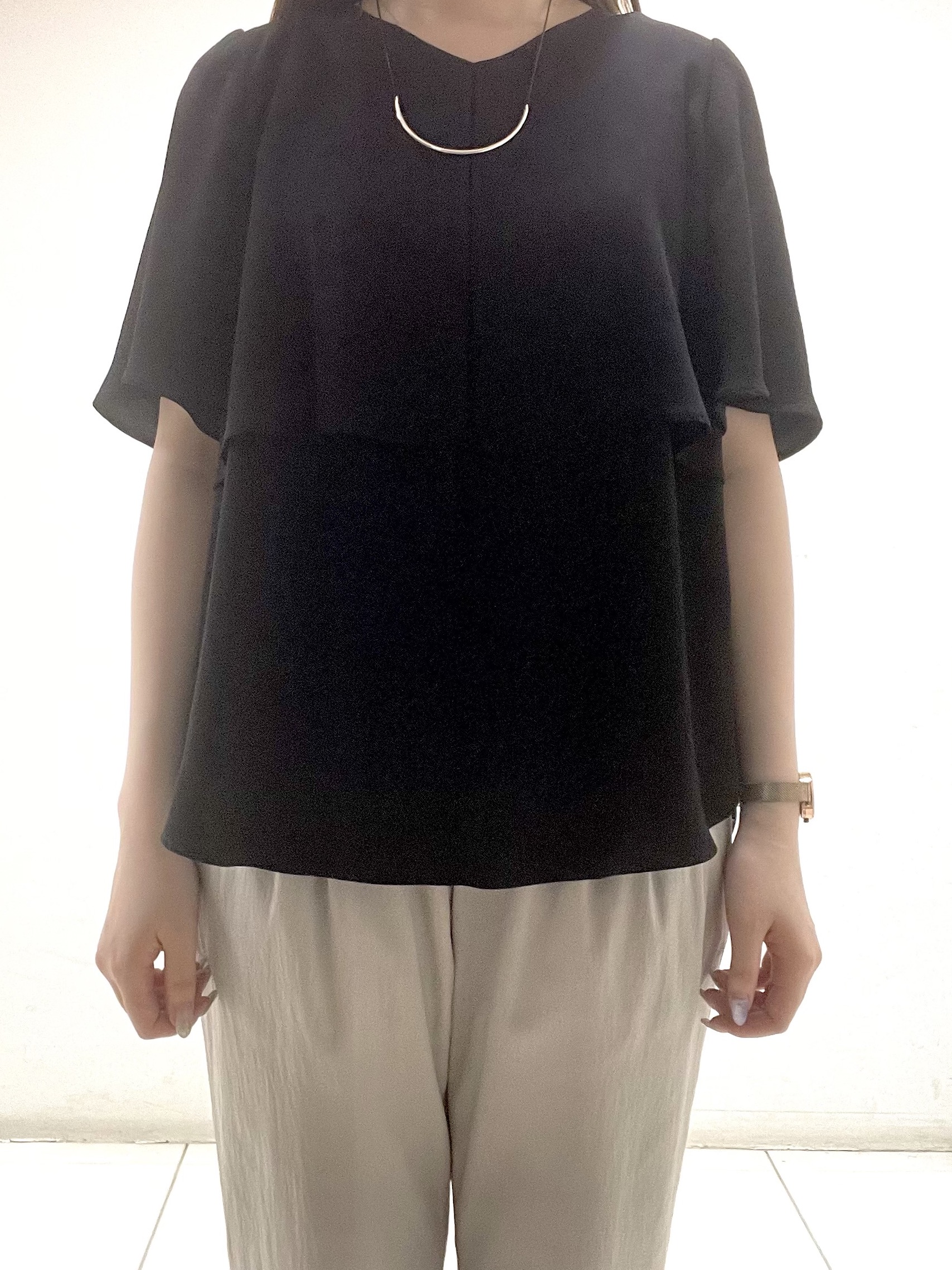 mさんの「INDIVI｜【着る日傘】シフォンドッキングブラウス」を使ったコーディネート