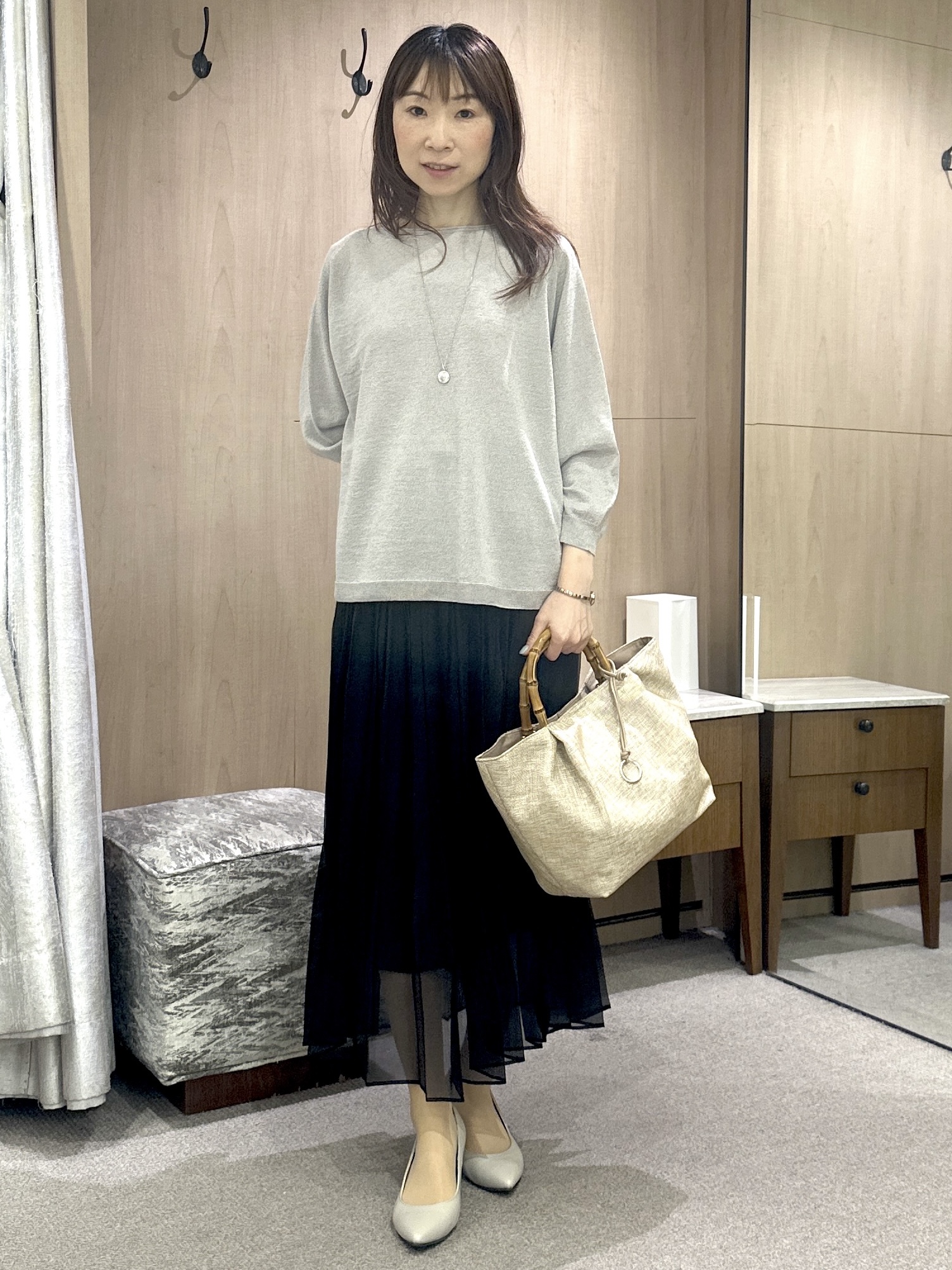 Miwaさんの「UNTITLED｜【ゆったり/リラクシー】リネンボートネックプルオーバー」を使ったコーディネート