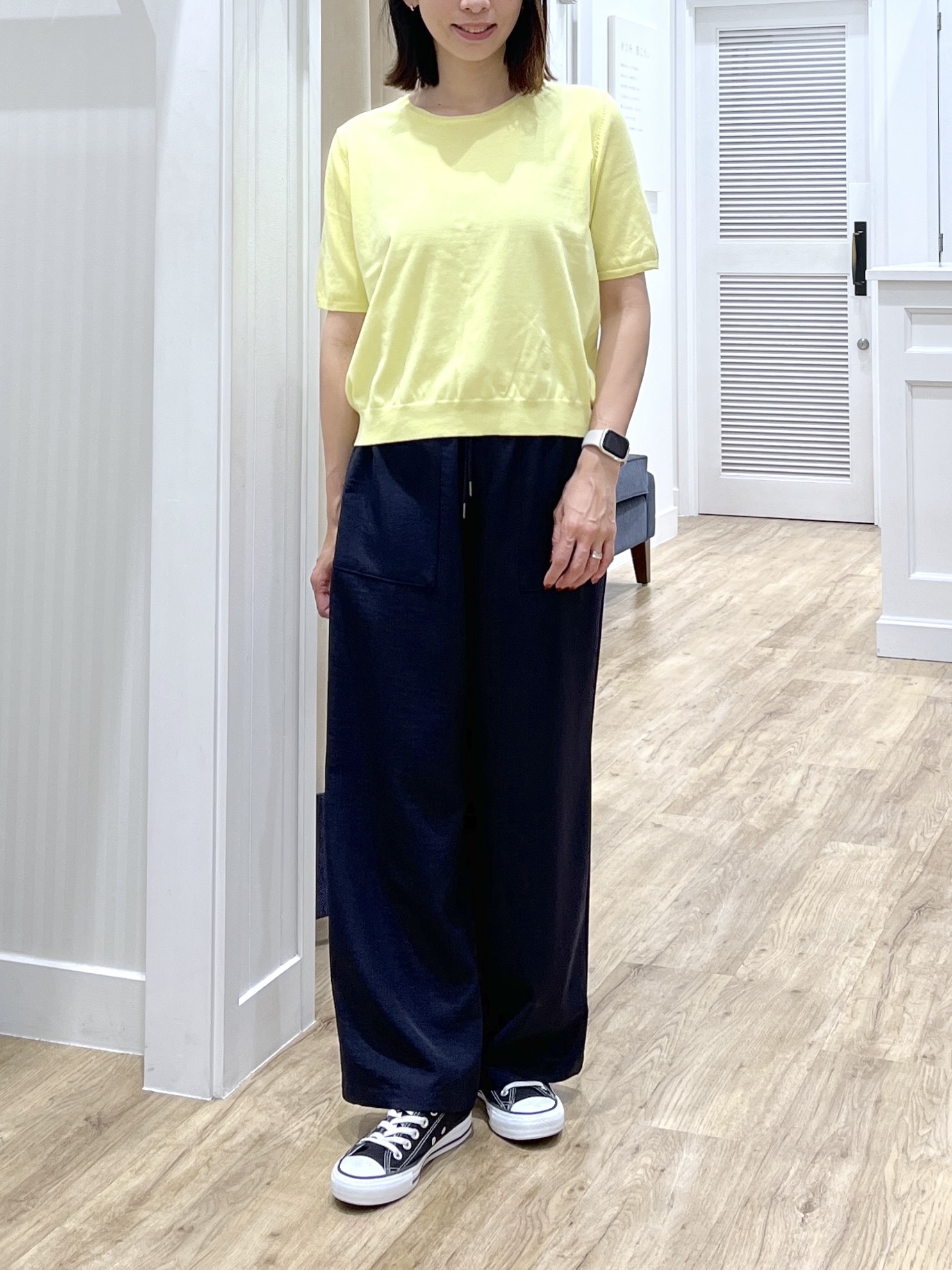 canaさんの「Dessin｜【9色展開/接触冷感/UVカット】ドライタッチサマーニットT」を使ったコーディネート