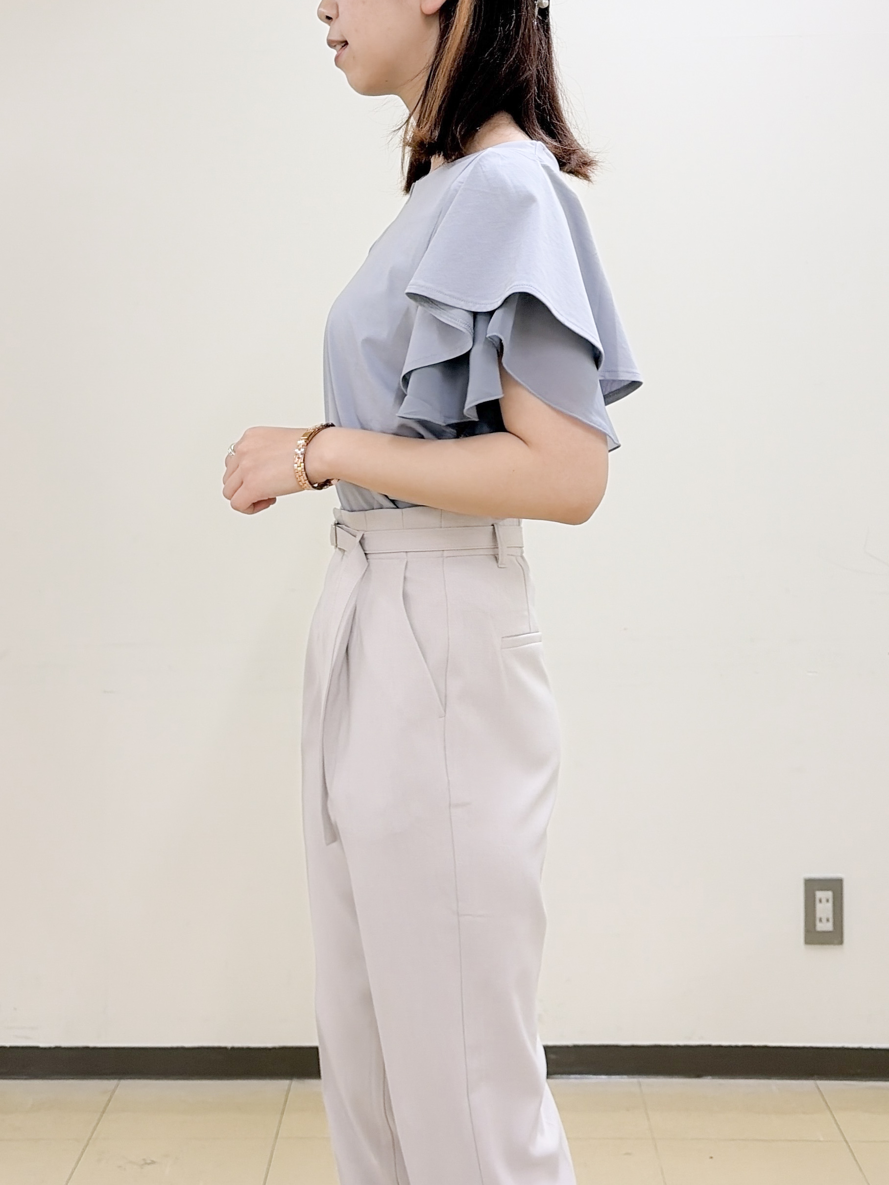 yurinaさんの「index｜【接触冷感／UVケア】シフォンフリルドッキングトップス《洗濯機OK》」を使ったコーディネート