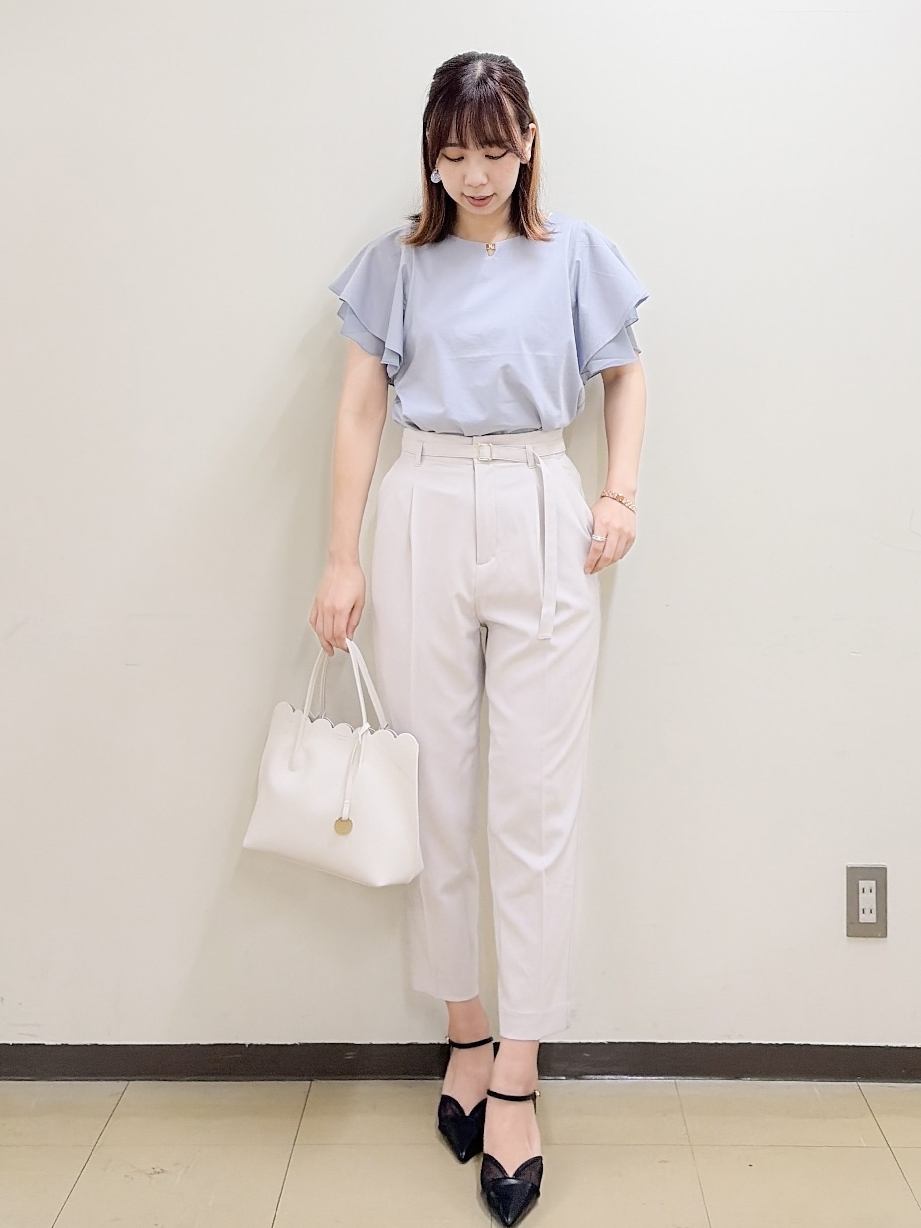 yurinaさんの「index｜【接触冷感／UVケア】シフォンフリルドッキングトップス《洗濯機OK》」を使ったコーディネート
