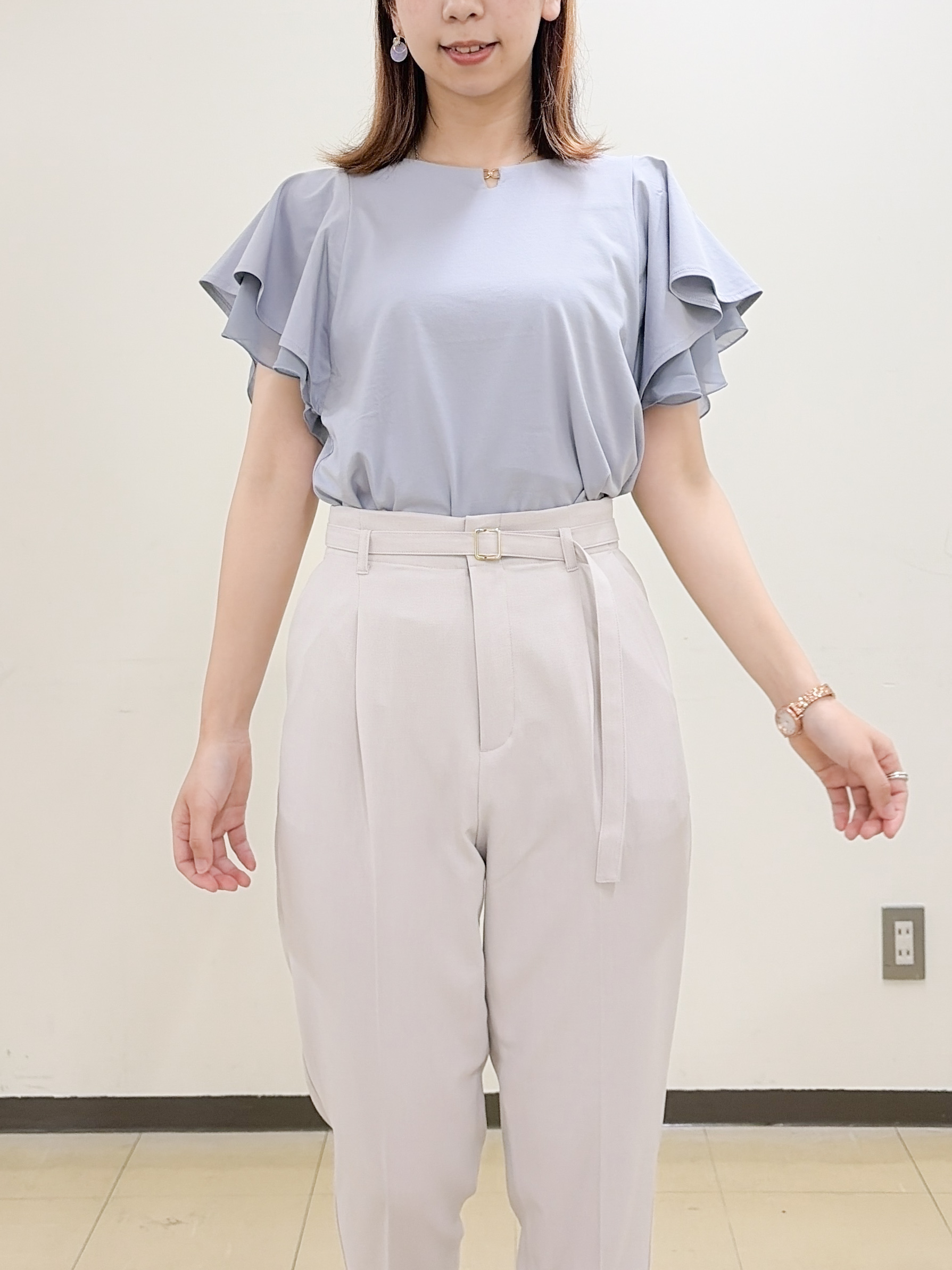 yurinaさんの「index｜【接触冷感／UVケア】シフォンフリルドッキングトップス《洗濯機OK》」を使ったコーディネート