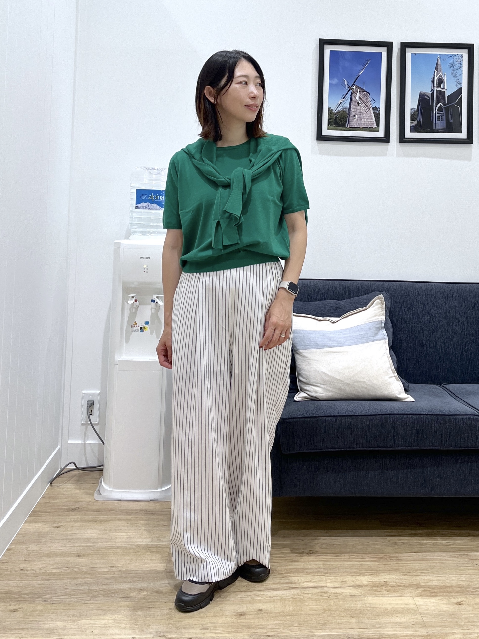 canaさんの「Dessin｜【9色展開/接触冷感/UVカット】ドライタッチサマーニットT」を使ったコーディネート