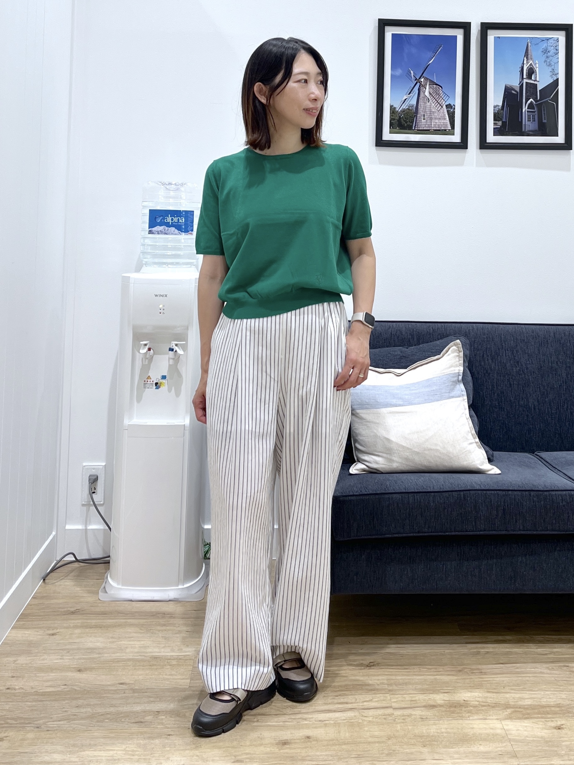 canaさんの「Dessin｜【9色展開/接触冷感/UVカット】ドライタッチサマーニットT」を使ったコーディネート