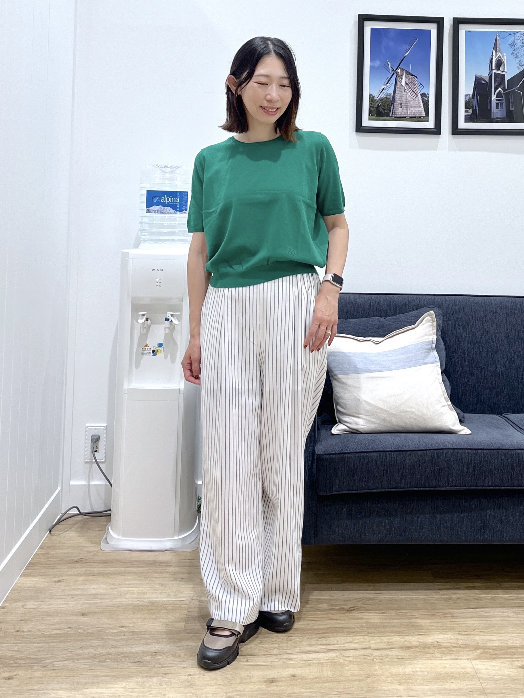 canaさんの「Dessin｜【9色展開/接触冷感/UVカット】ドライタッチサマーニットT」を使ったコーディネート