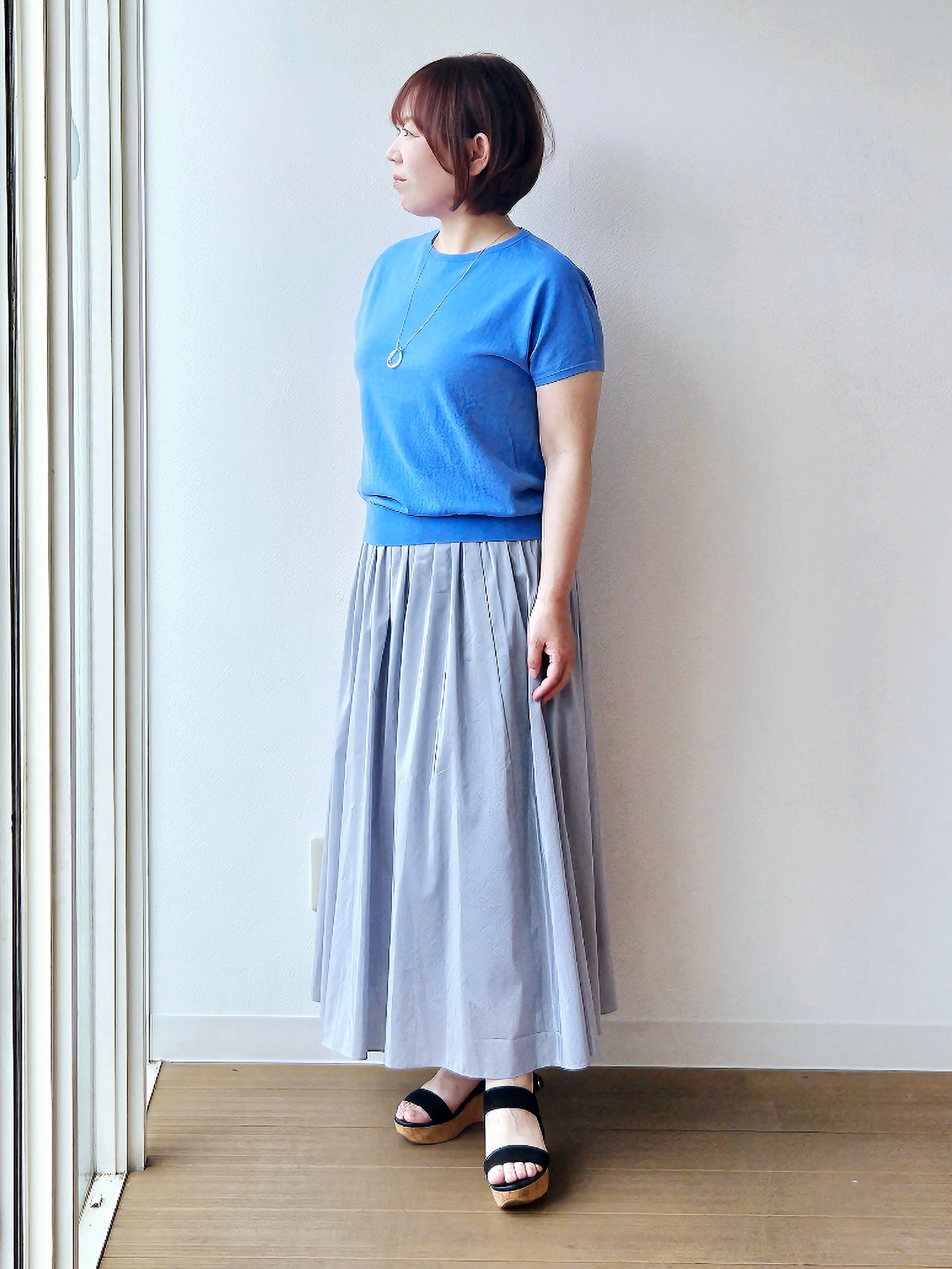 やじまさんの「UNTITLED｜【9色展開/アンサンブル可/洗える】コットンベーシックニット」を使ったコーディネート