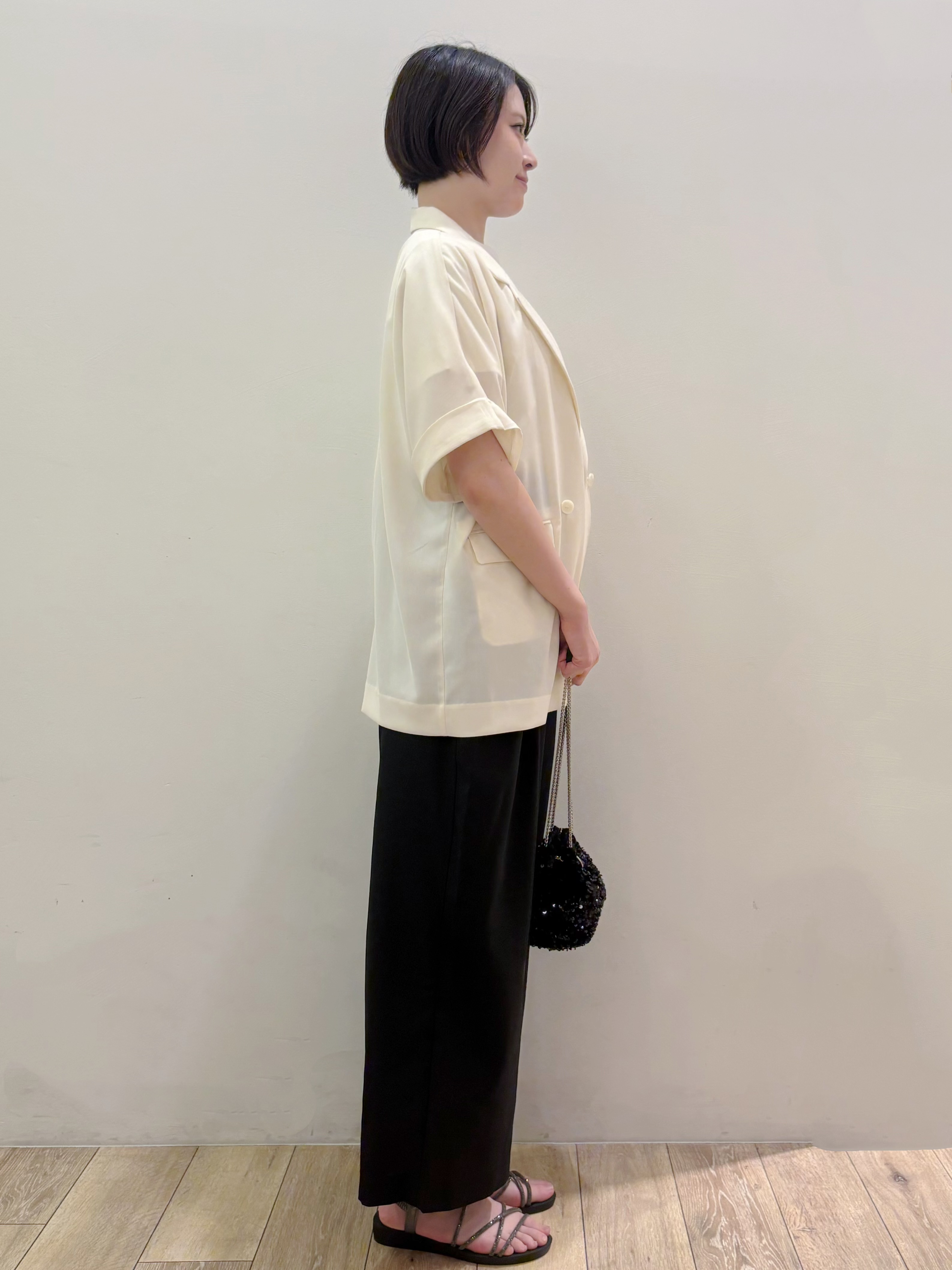 RINさんの「OPAQUE.CLIP｜【接触冷感／吸水速乾／防シワ】リネンライクテーラードジャケット《洗濯機OK》」を使ったコーディネート