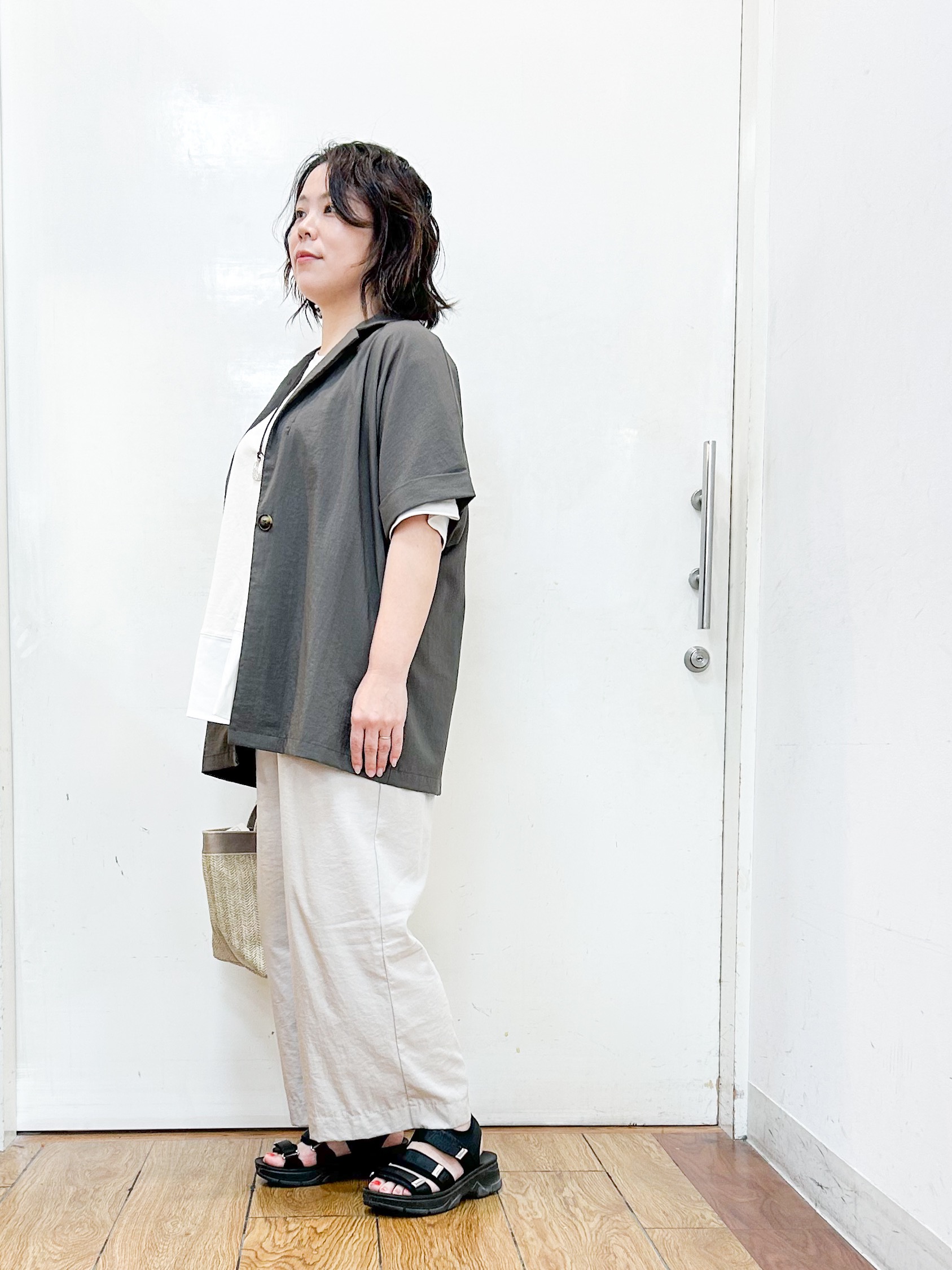 haruさんの「SHOO･LA･RUE｜【高レビュー/洗濯機可/セットアップ可】軽凛(かろりん) 半袖ジャケット」を使ったコーディネート