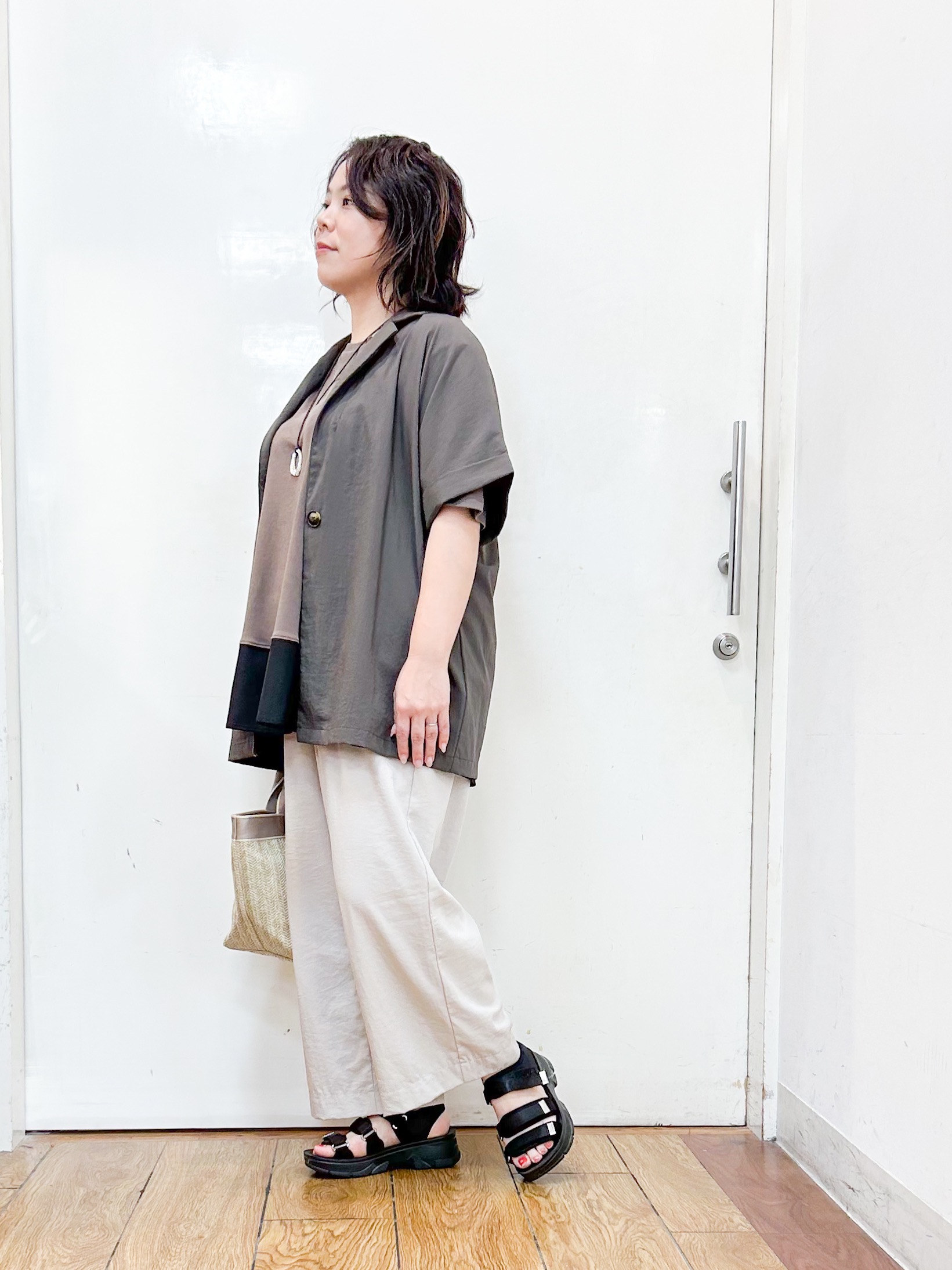 haruさんの「SHOO･LA･RUE｜【高レビュー/洗濯機可/セットアップ可】軽凛(かろりん) 半袖ジャケット」を使ったコーディネート
